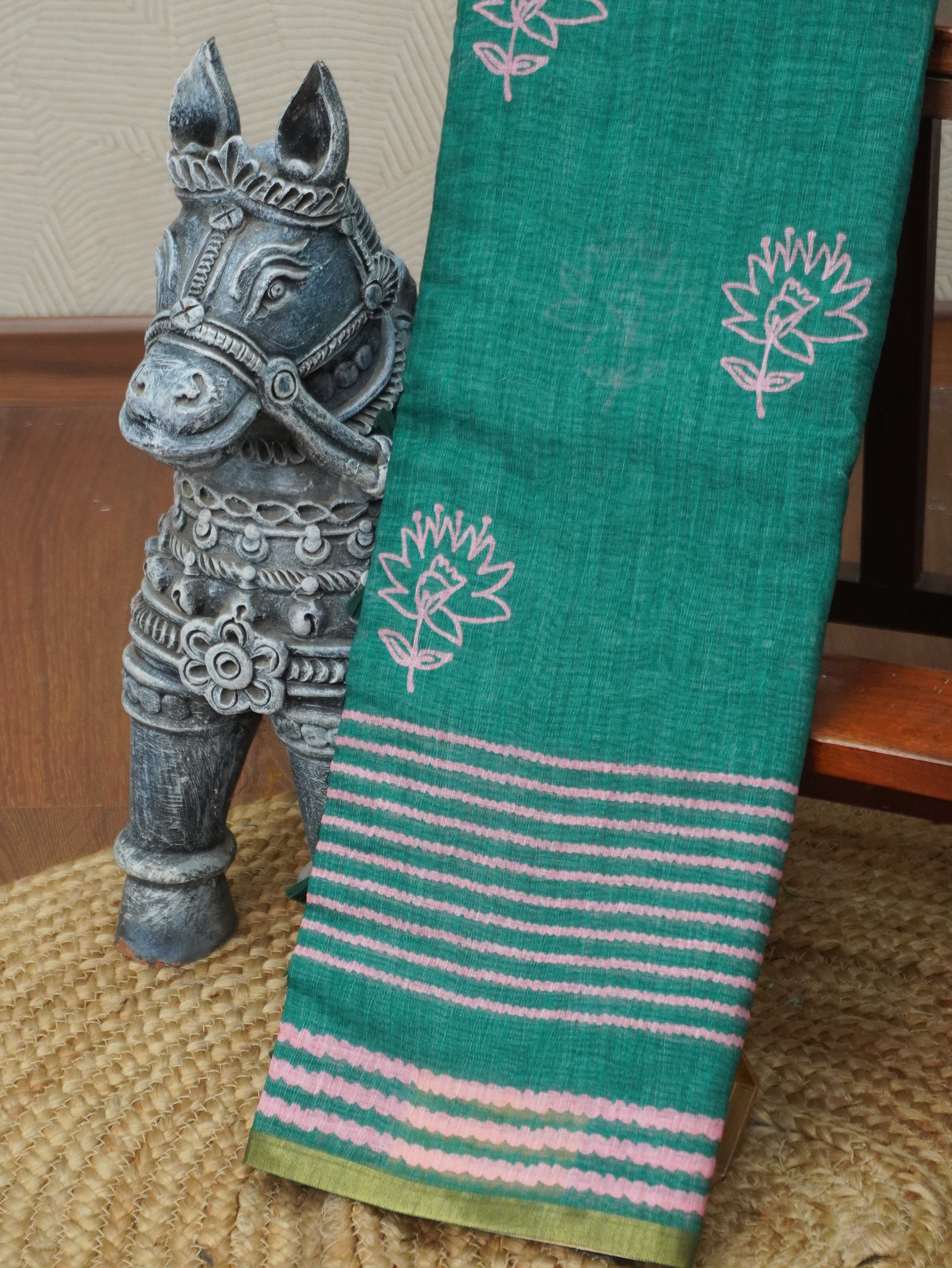 Linen Cotton Saree | TTDS3346