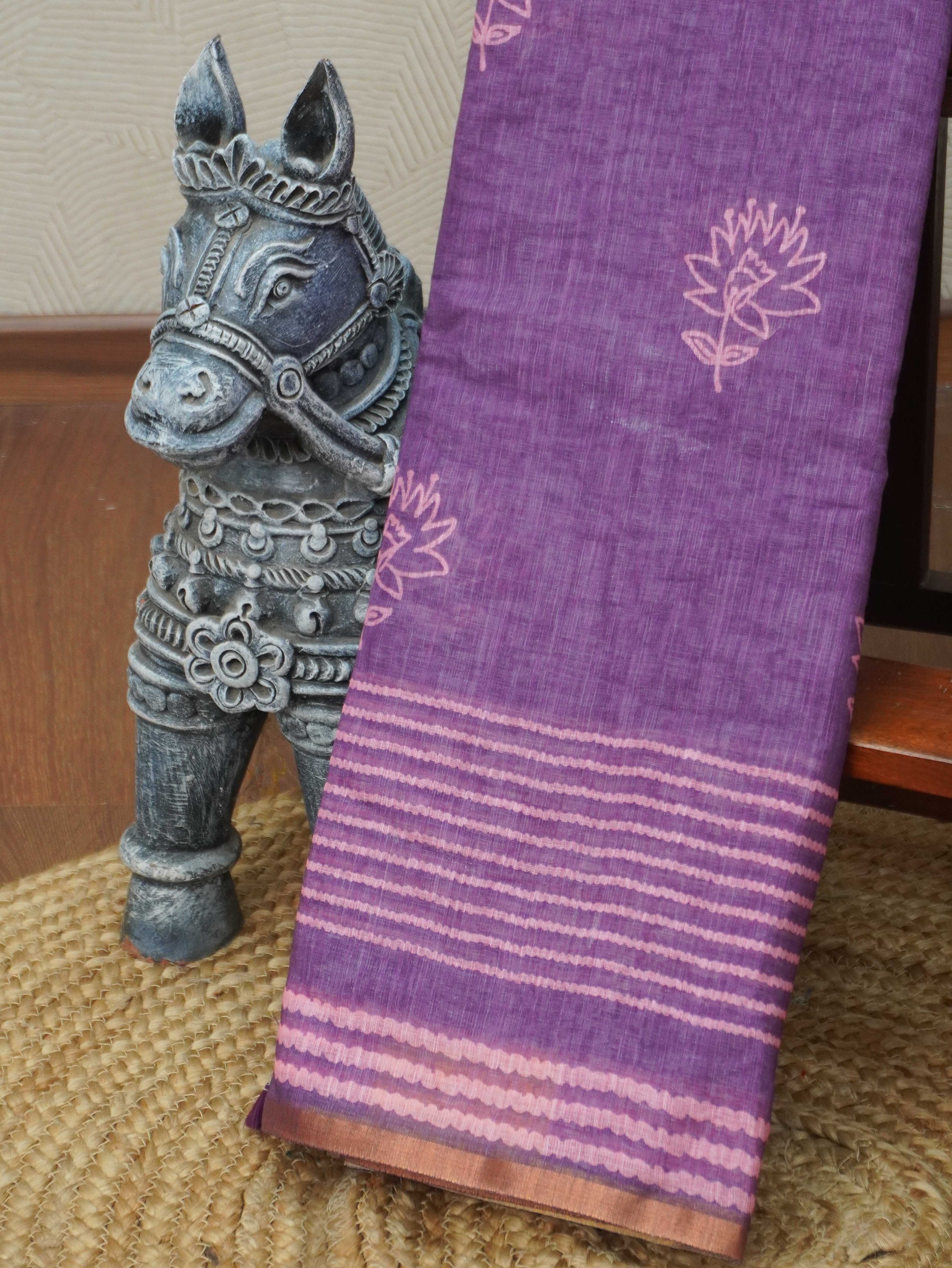 Linen Cotton Saree | TTDS3346