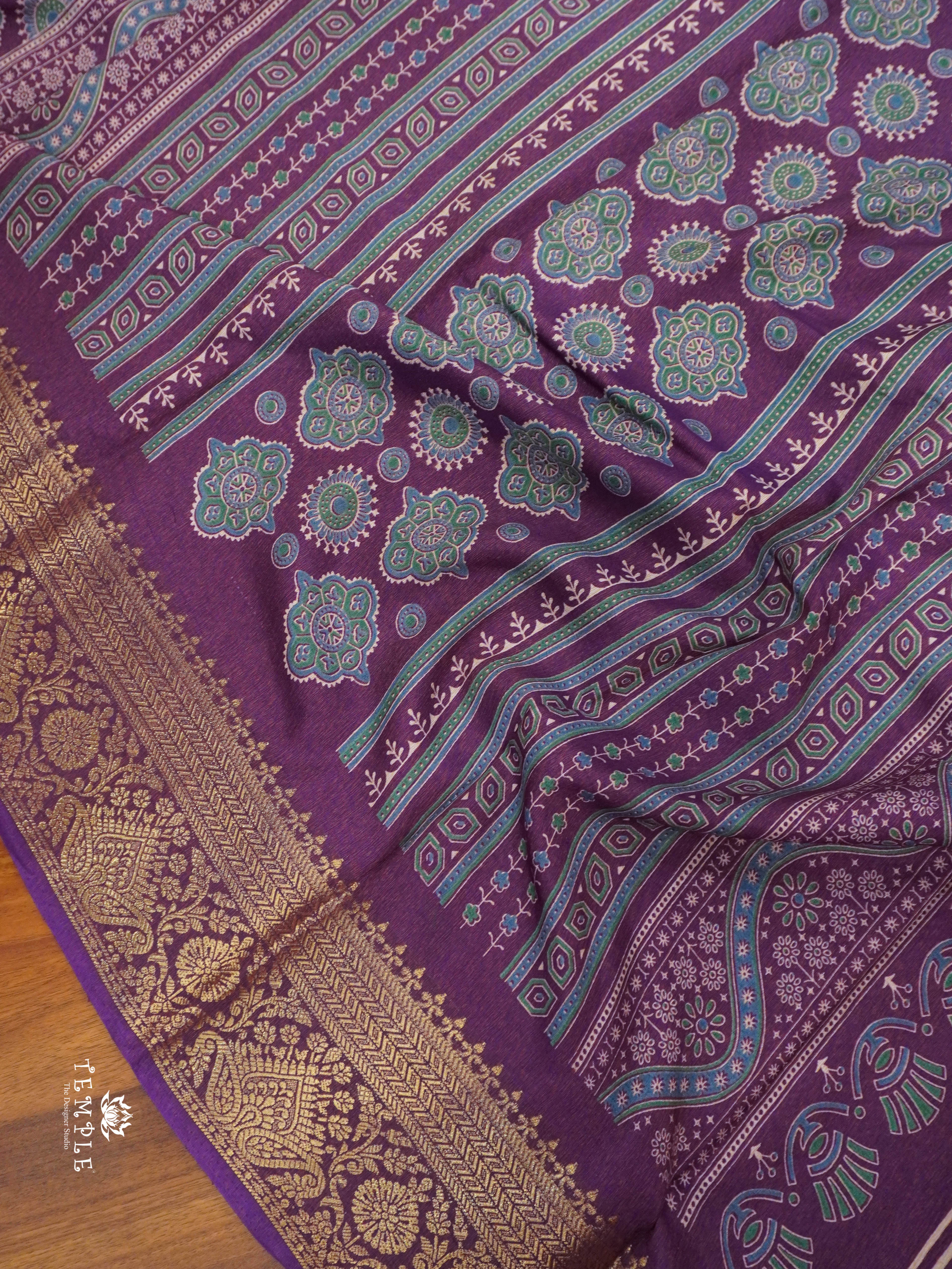 Ajrakh Printed Binny Silk Saree | TTDS1457