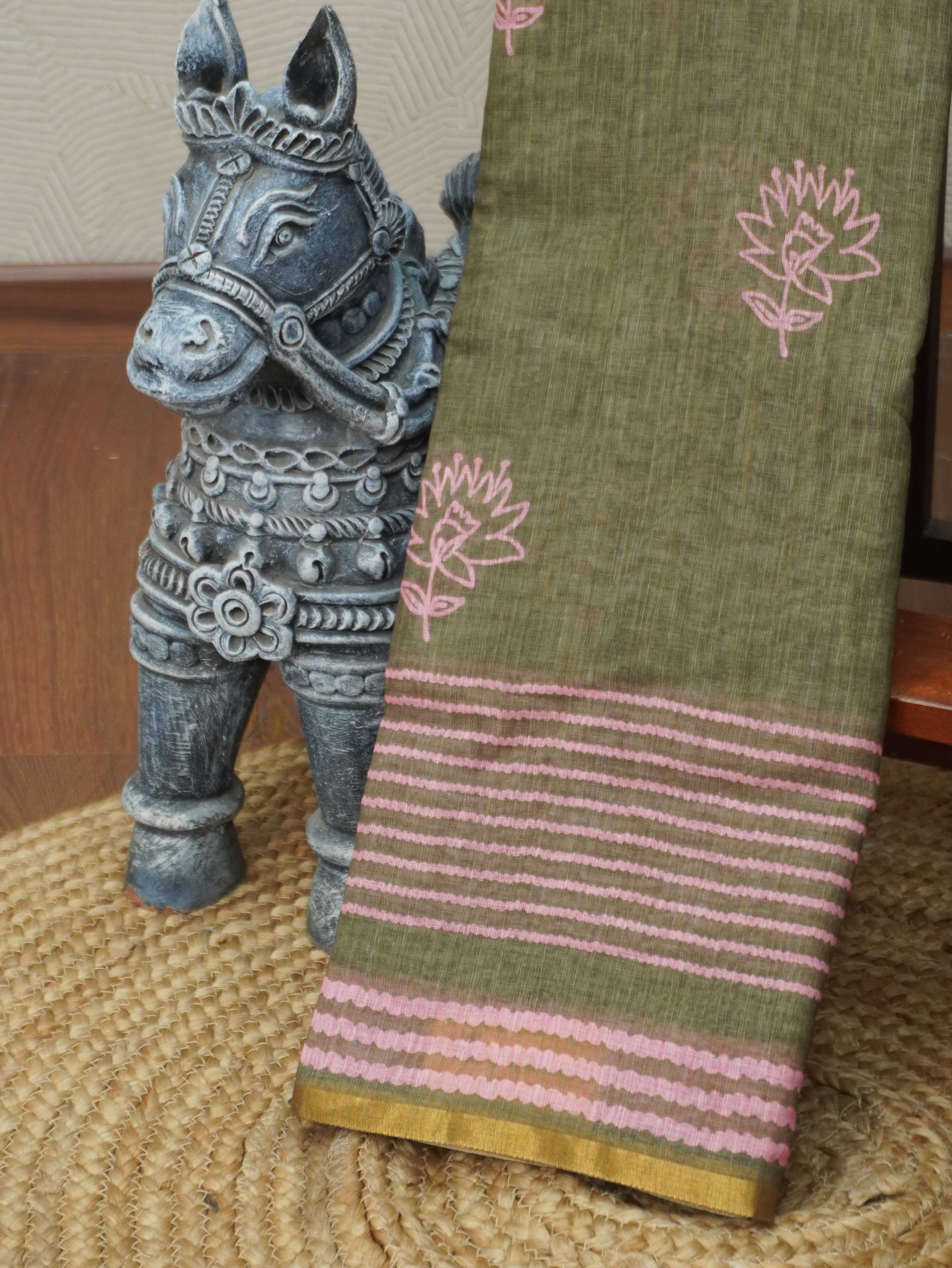 Linen Cotton Saree | TTDS3346