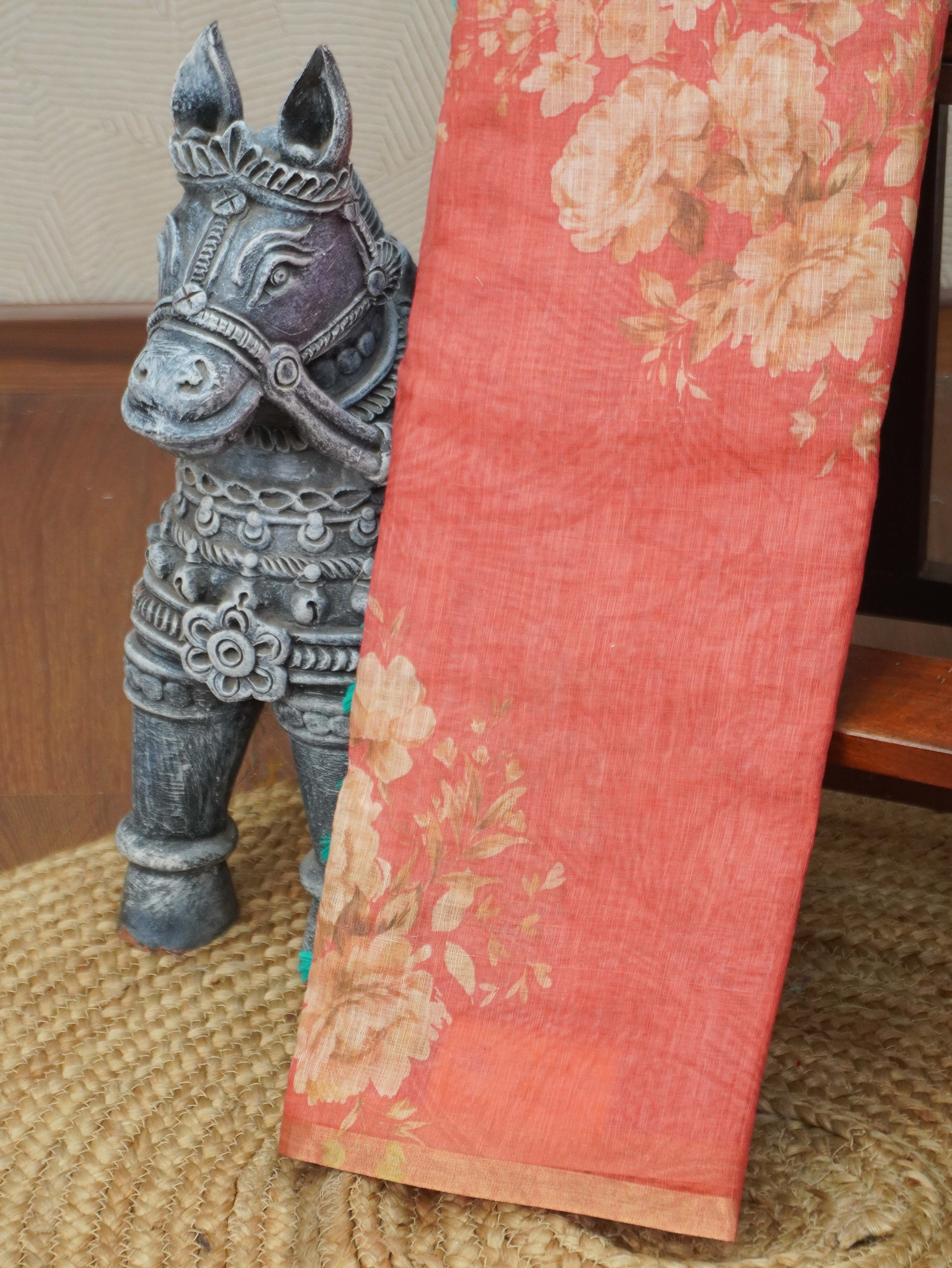 Linen Cotton Saree | TTDS3347