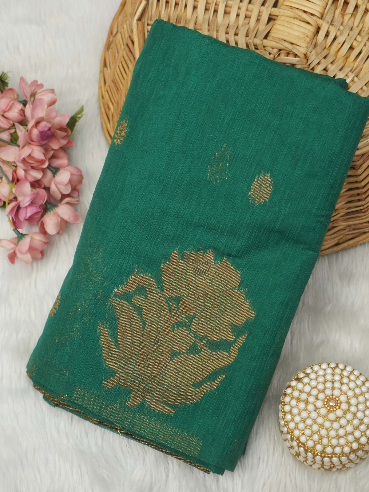 Jute Silk Cotton Saree | TTDS3740
