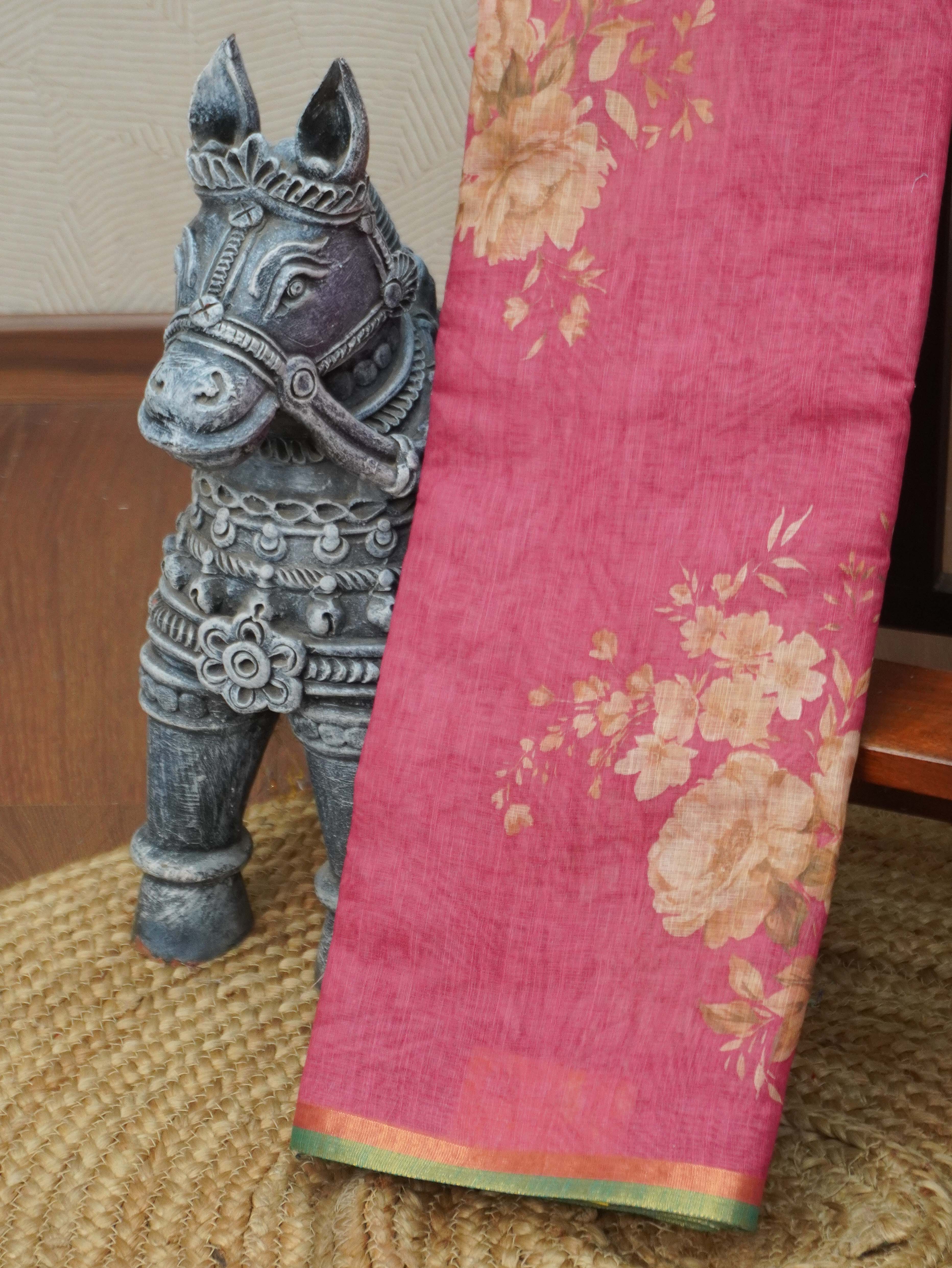 Linen Cotton Saree | TTDS3347