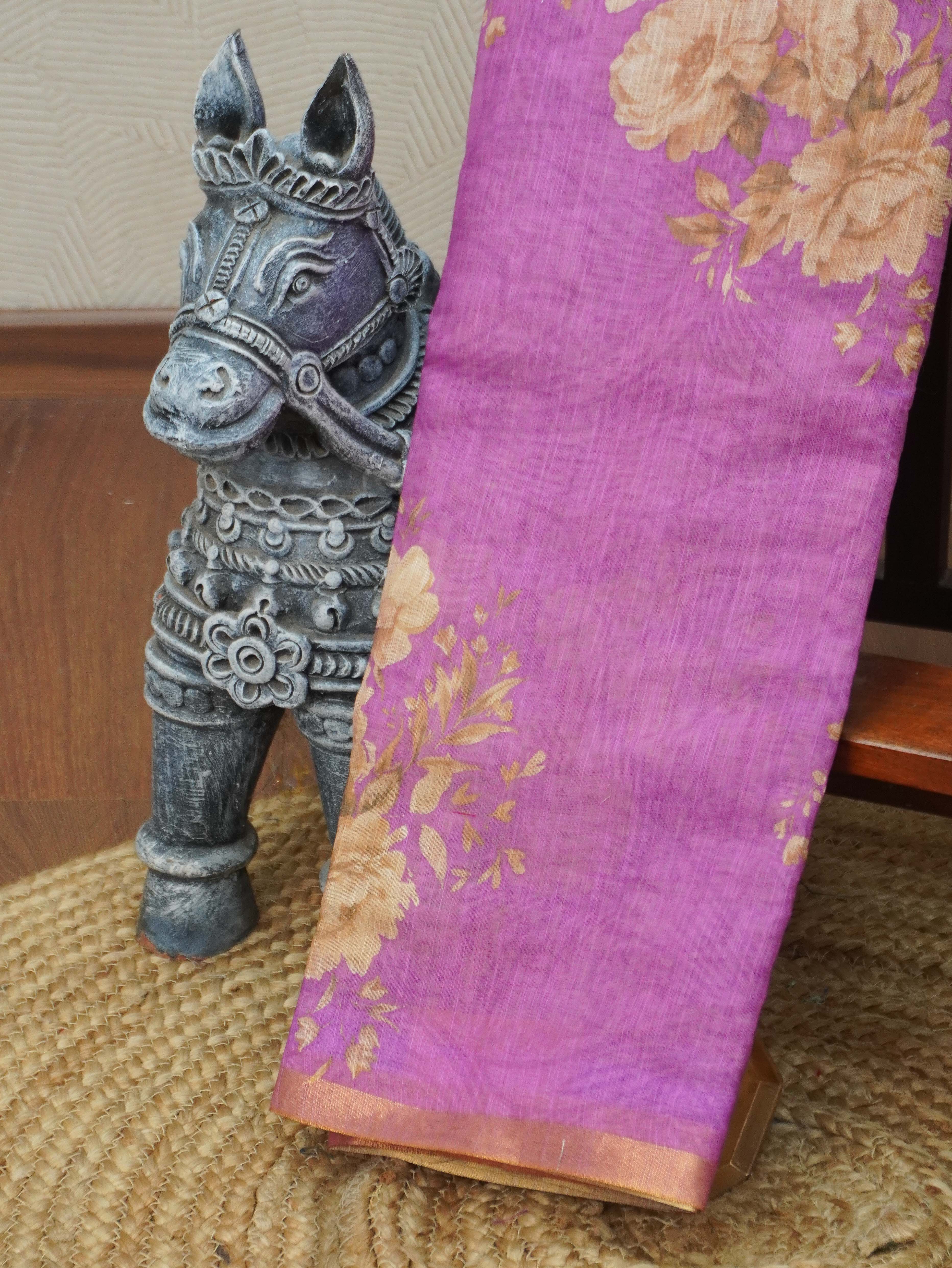 Linen Cotton Saree | TTDS3347