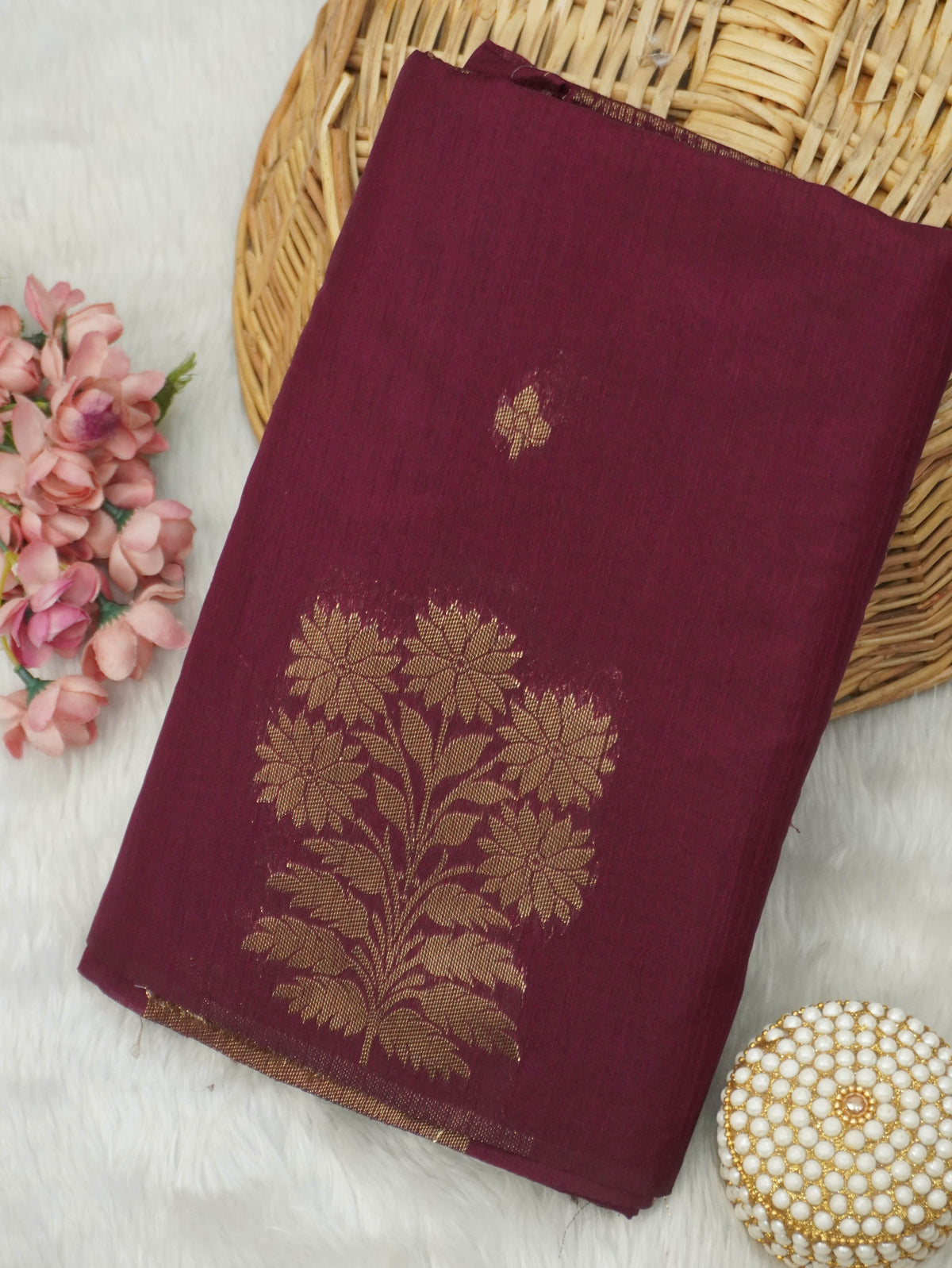 Jute Silk Cotton Saree | TTDS3744
