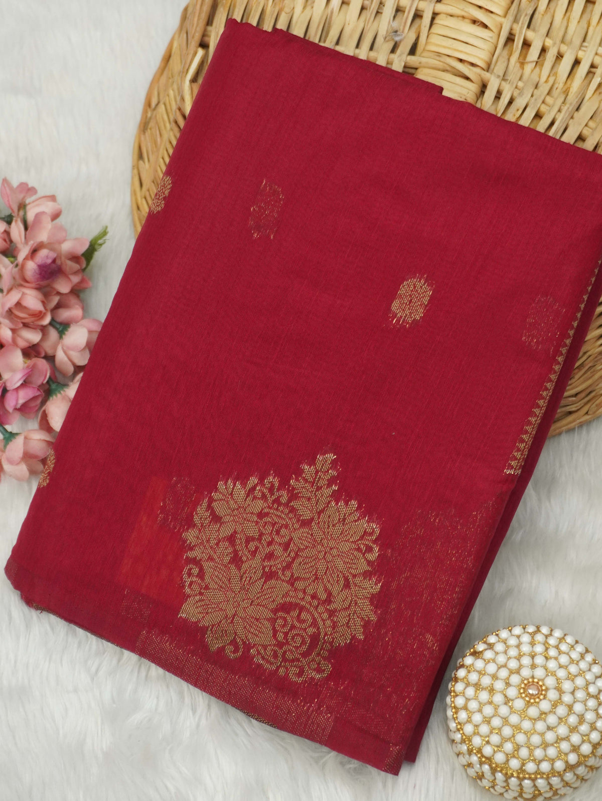 Jute Silk Cotton Saree | TTDS3745