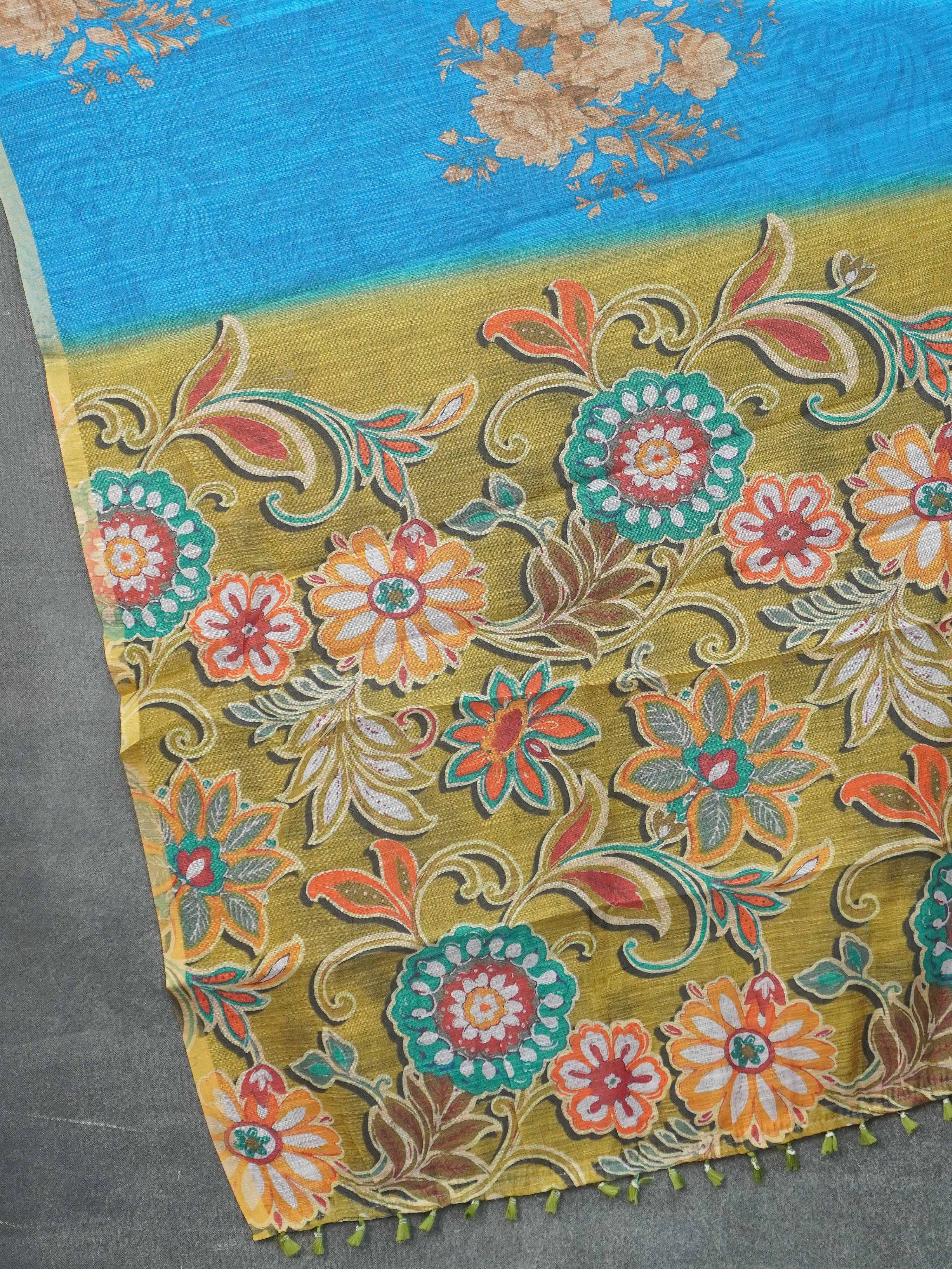 Linen Cotton Saree | TTDS3347