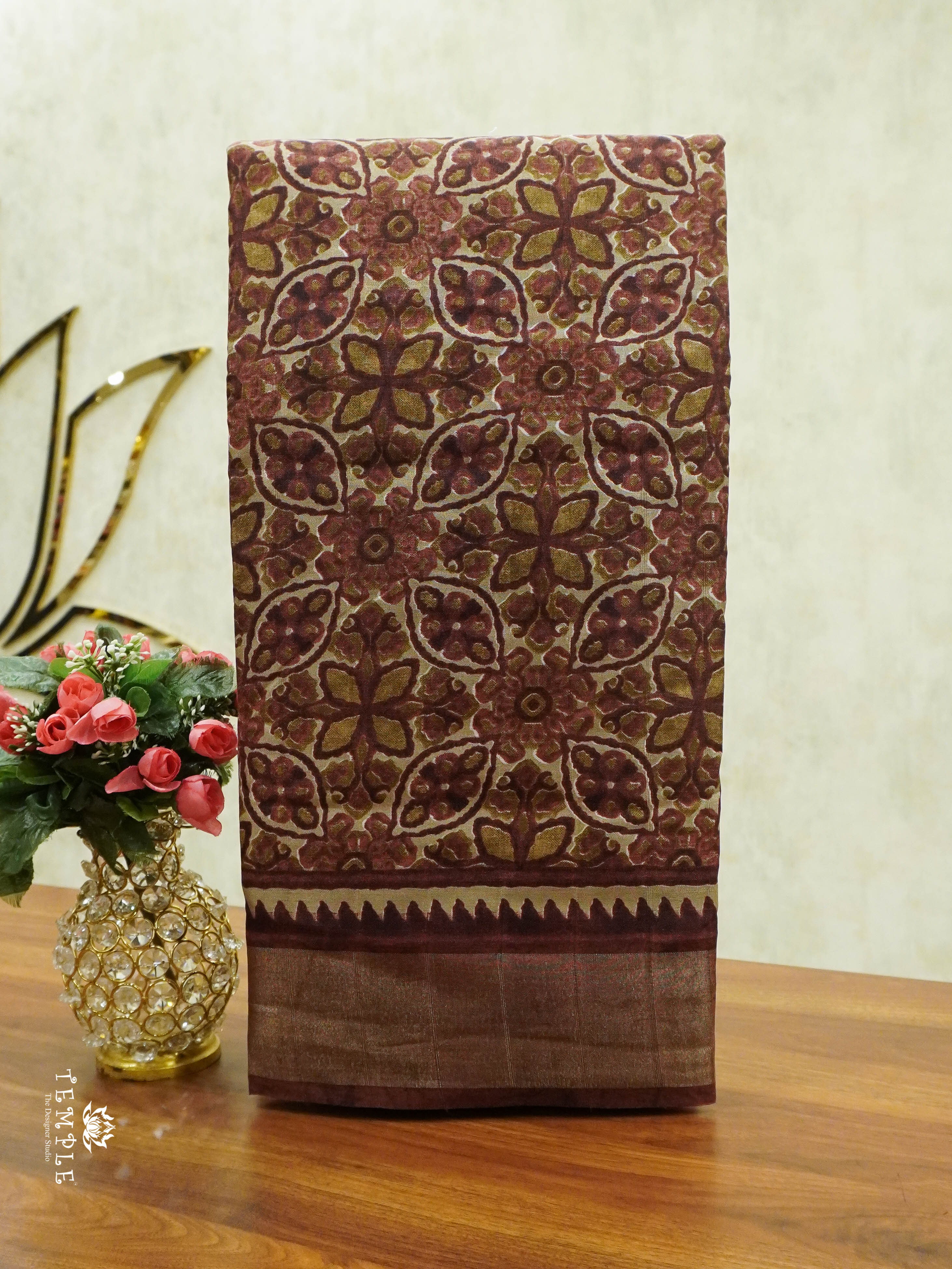 Ajrakh Printed Binny Silk Saree  | TTDS1460