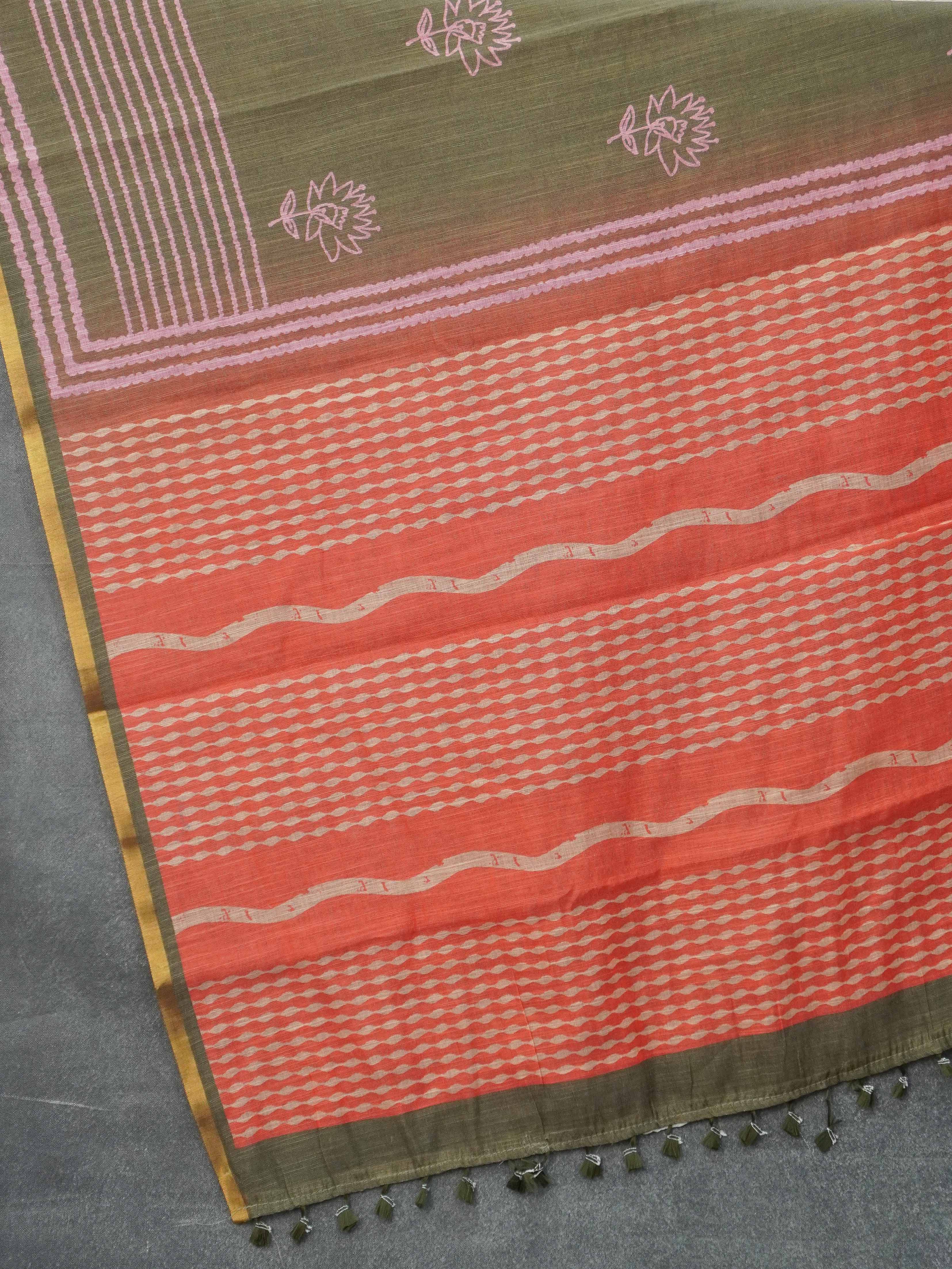 Linen Cotton Saree | TTDS3346