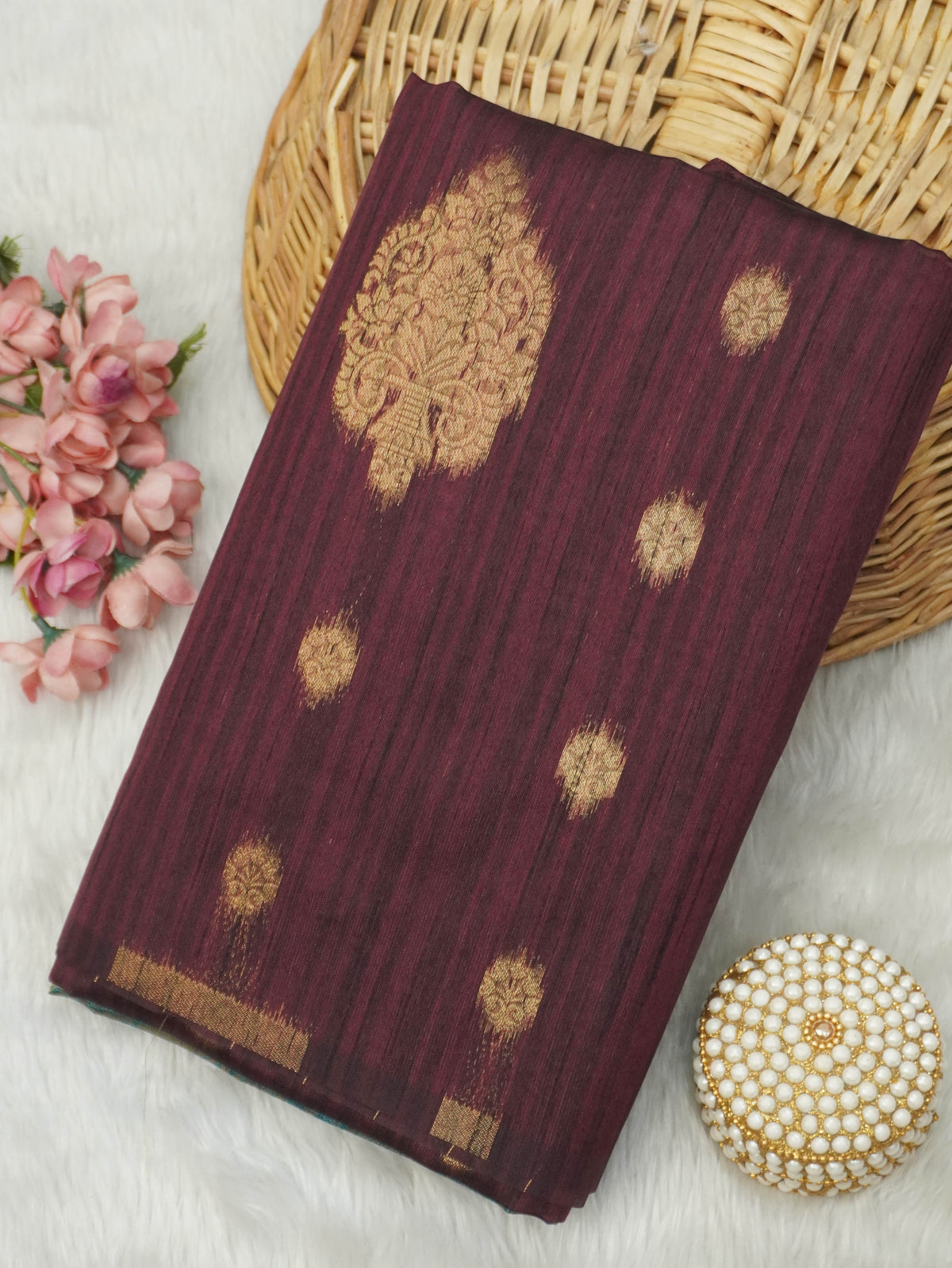 Jute Silk Cotton Saree | TTDS3747