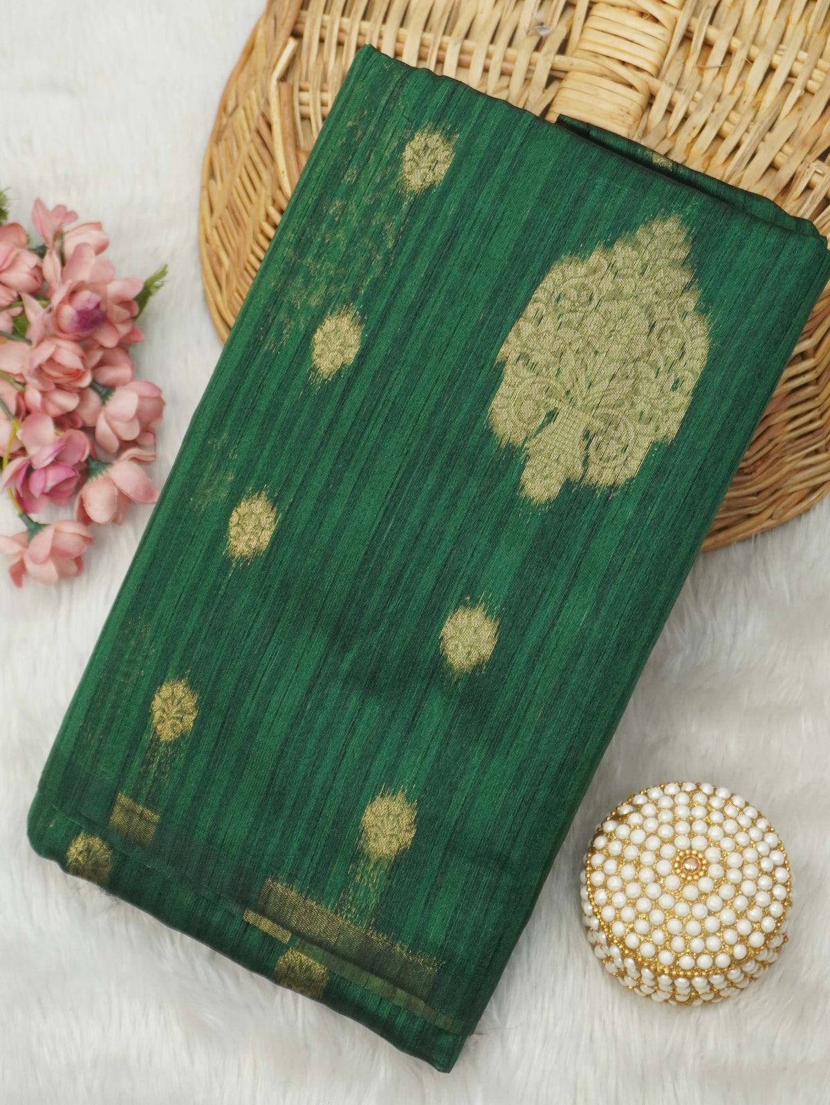 Jute Silk Cotton Saree | TTDS3747