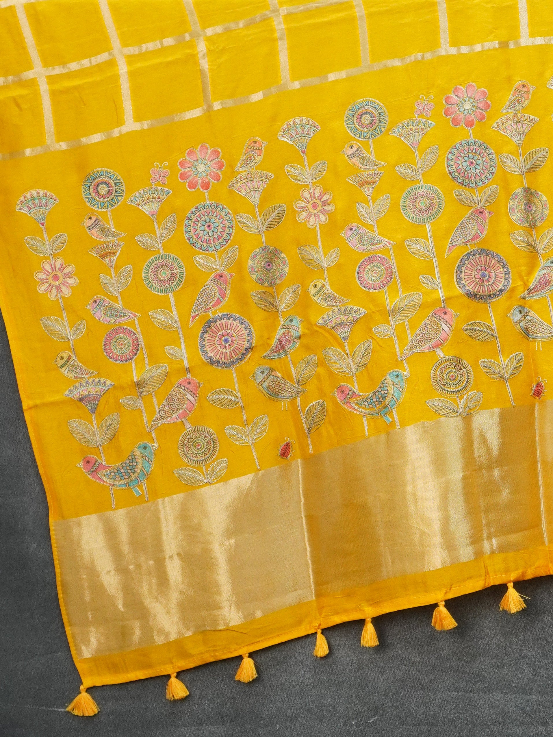 Viscose Satin Silk Saree | TTDS3342
