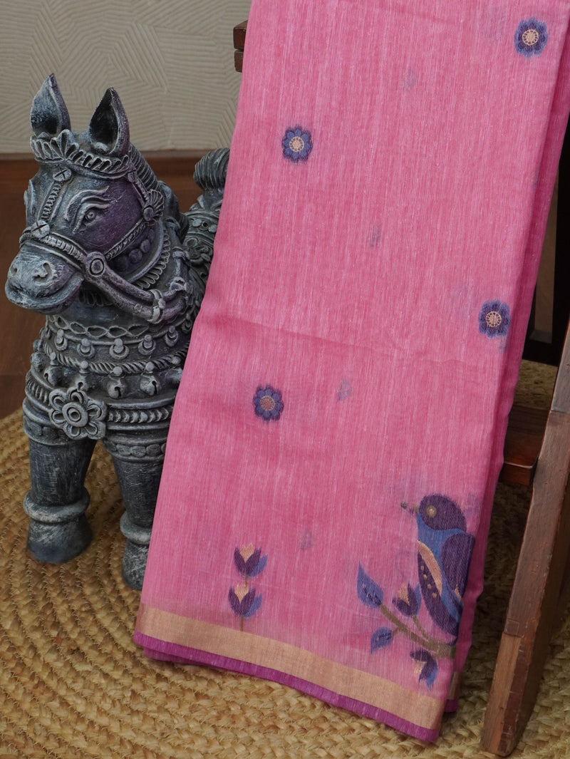 Linen Cotton Saree | TTDS3349