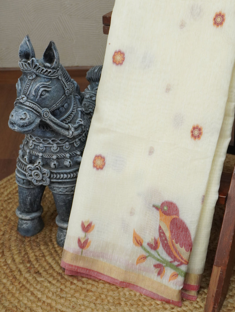 Linen Cotton Saree | TTDS3349