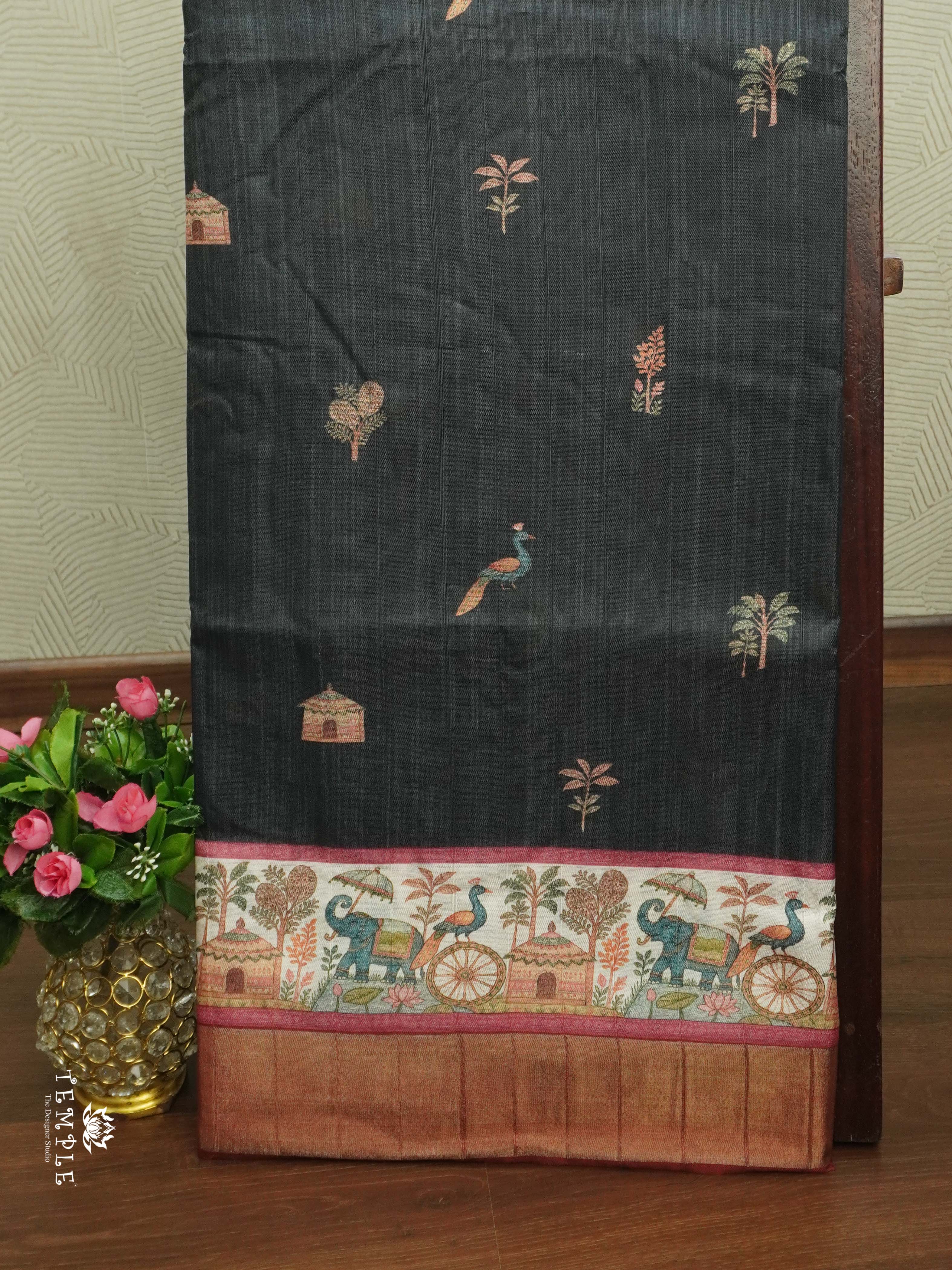 Printed Tussar Silk Saree | TTDS2445