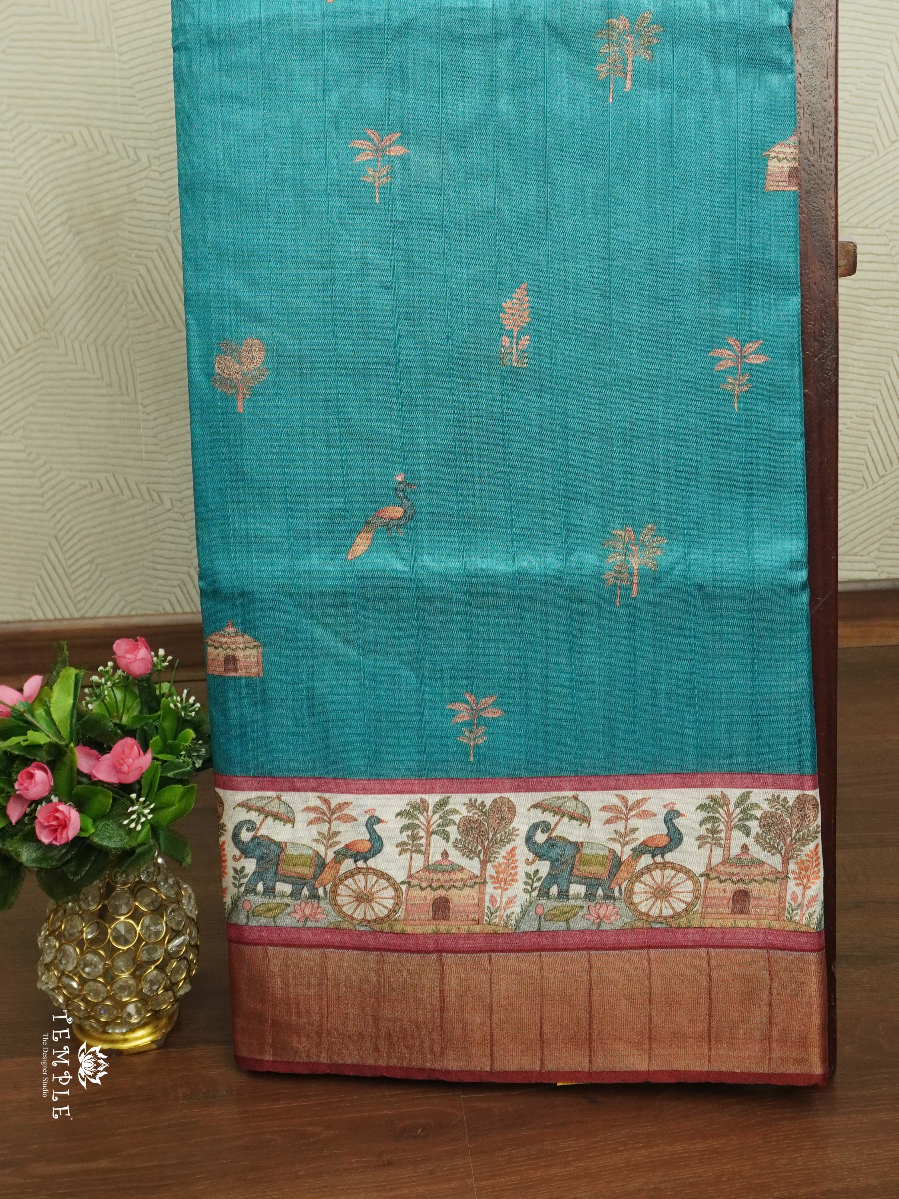 Printed Tussar Silk Saree | TTDS2445