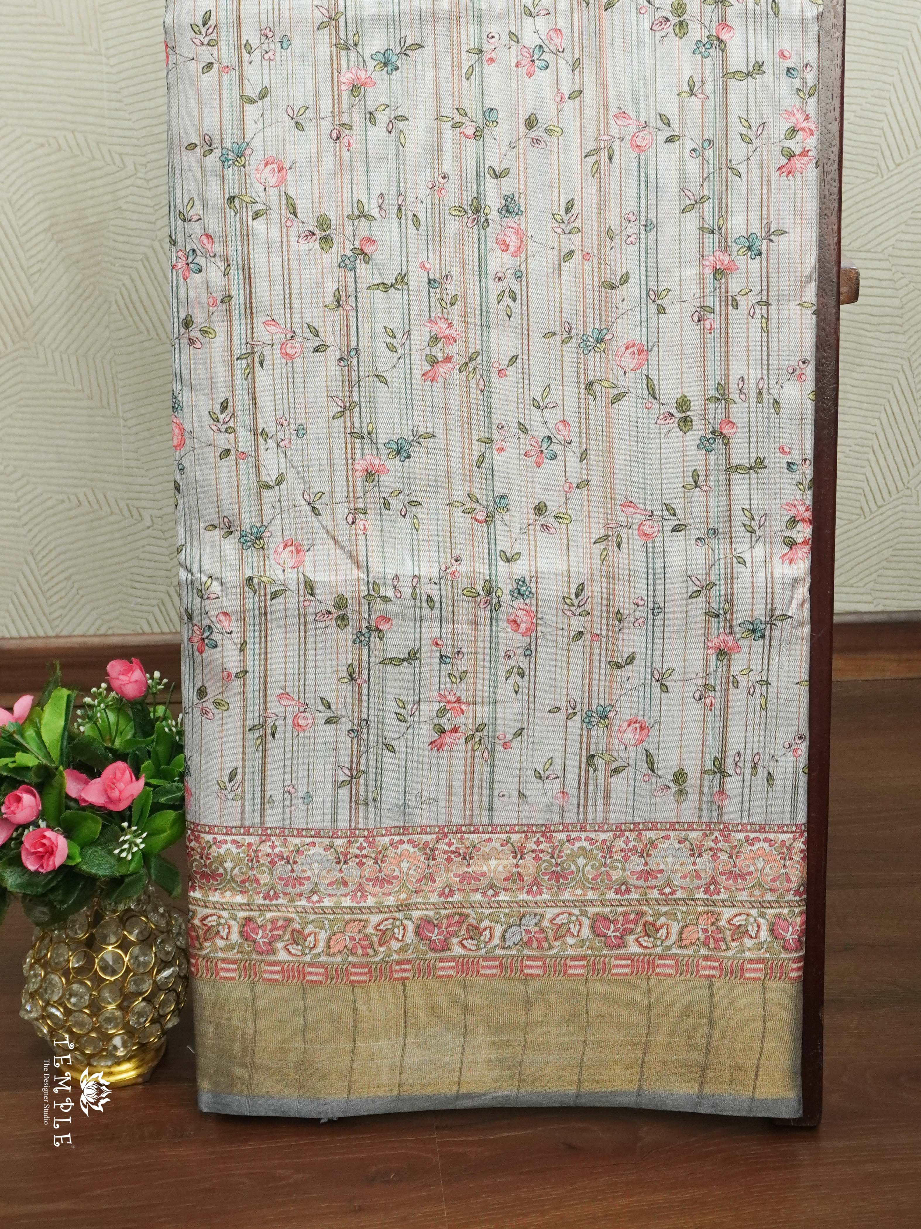 Floral Design Tussar Silk Saree | TTDS2446