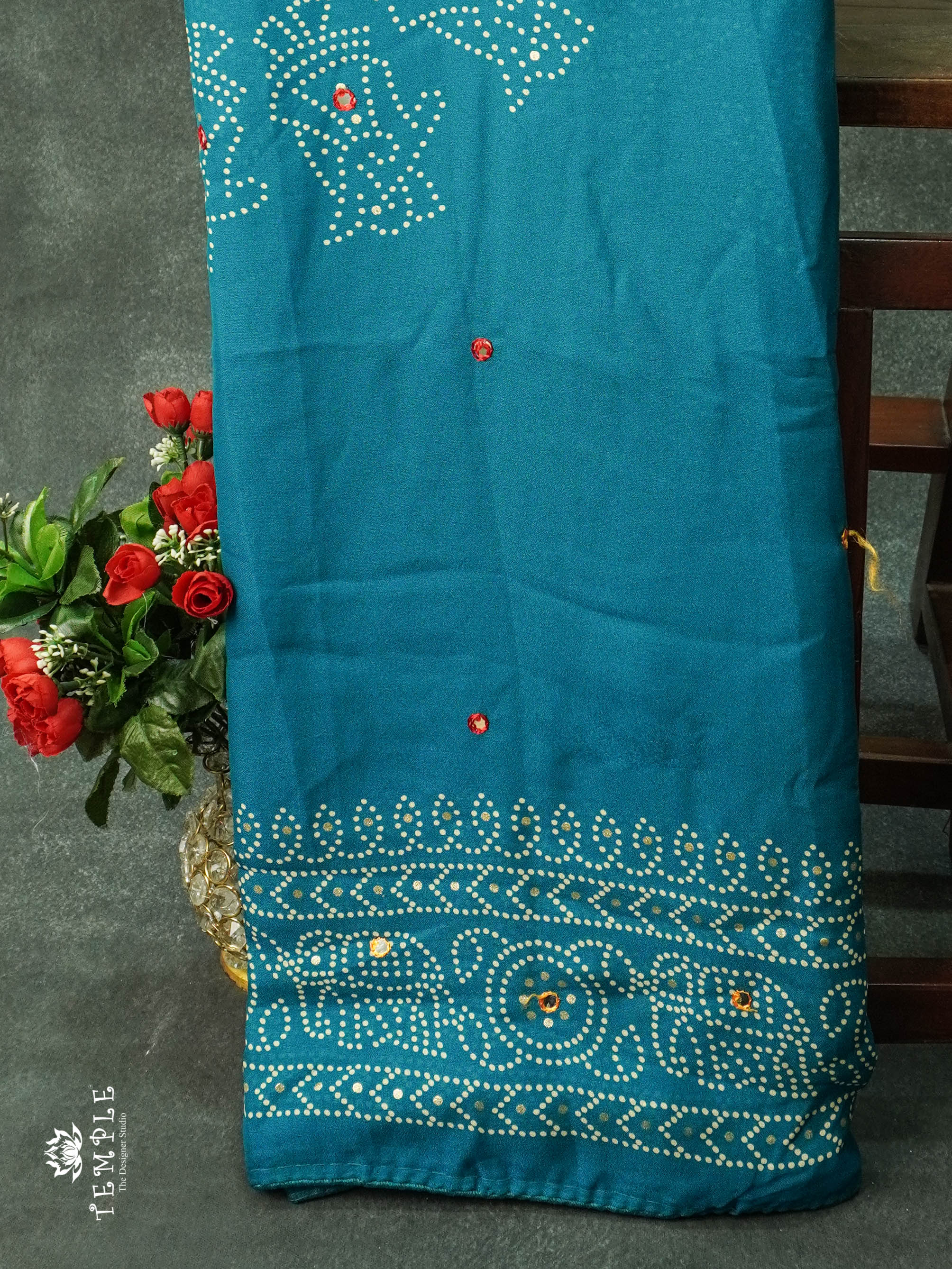 Georgette Sarees With Bandhini Design and Mirror Work  | TTDS1074