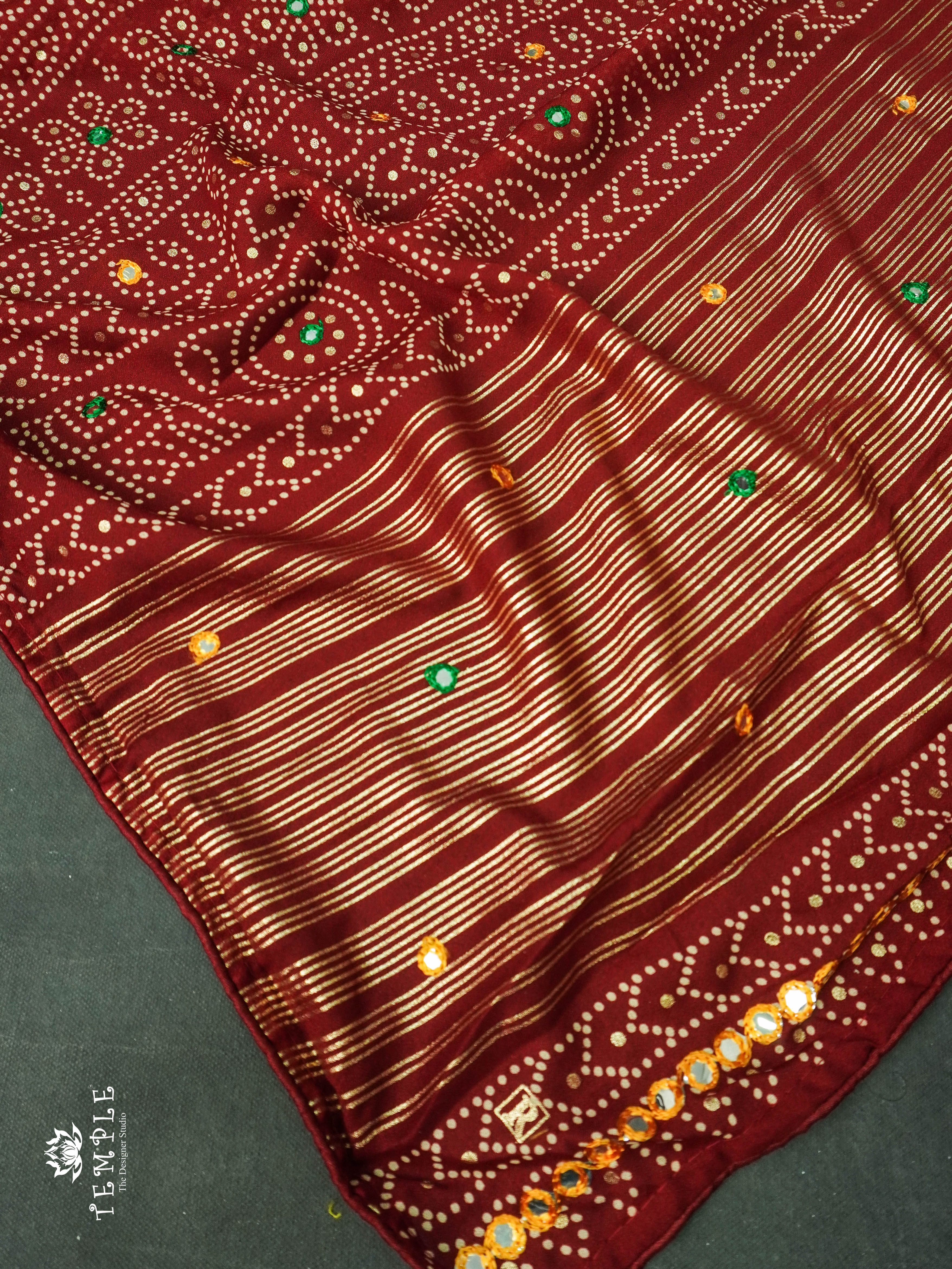 Georgette Sarees With Bandhini Design and Mirror Work  | TTDS1074