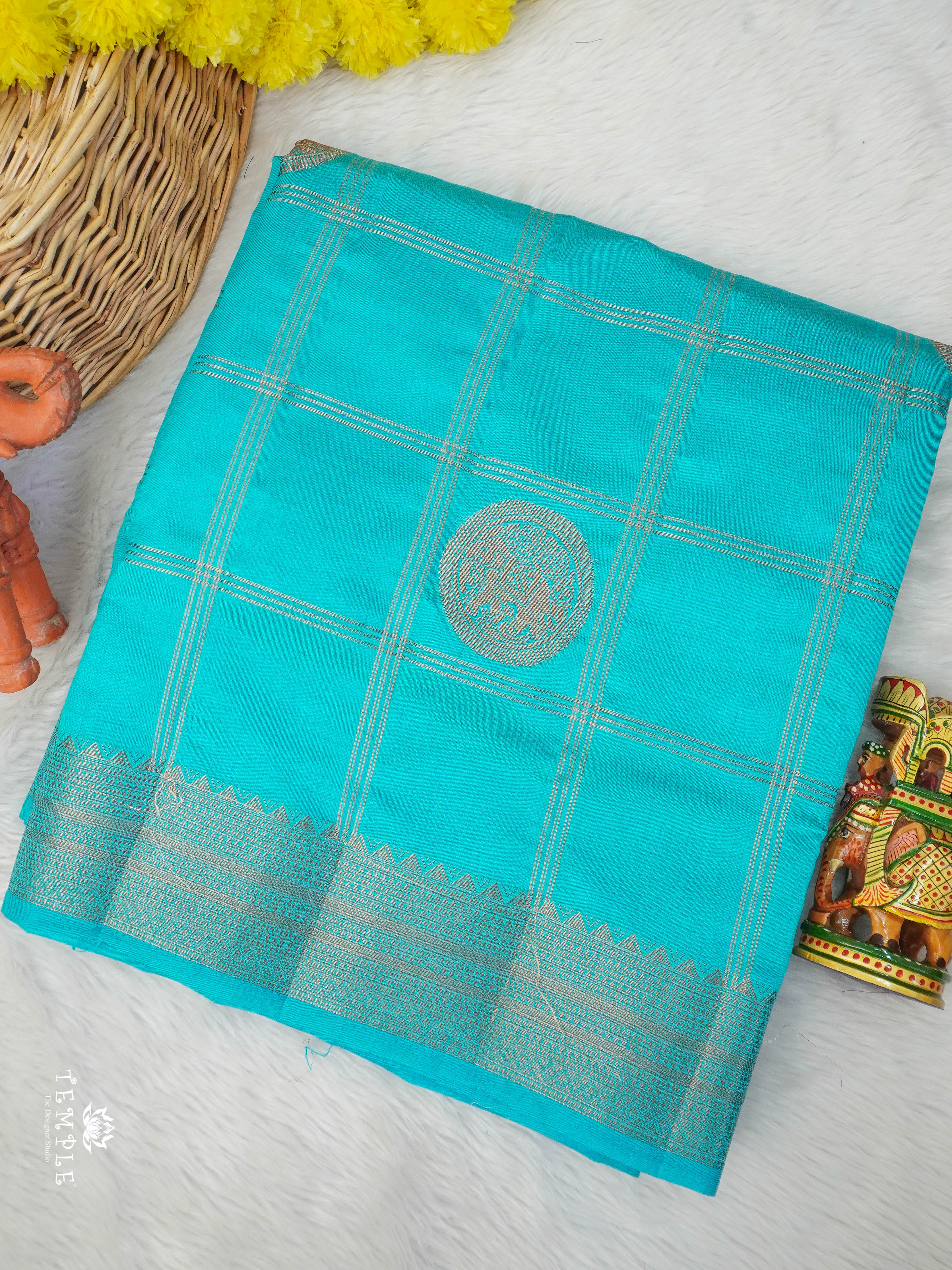 Vintage Kanchipuram Sarees(sky blue) | TTDS2933
