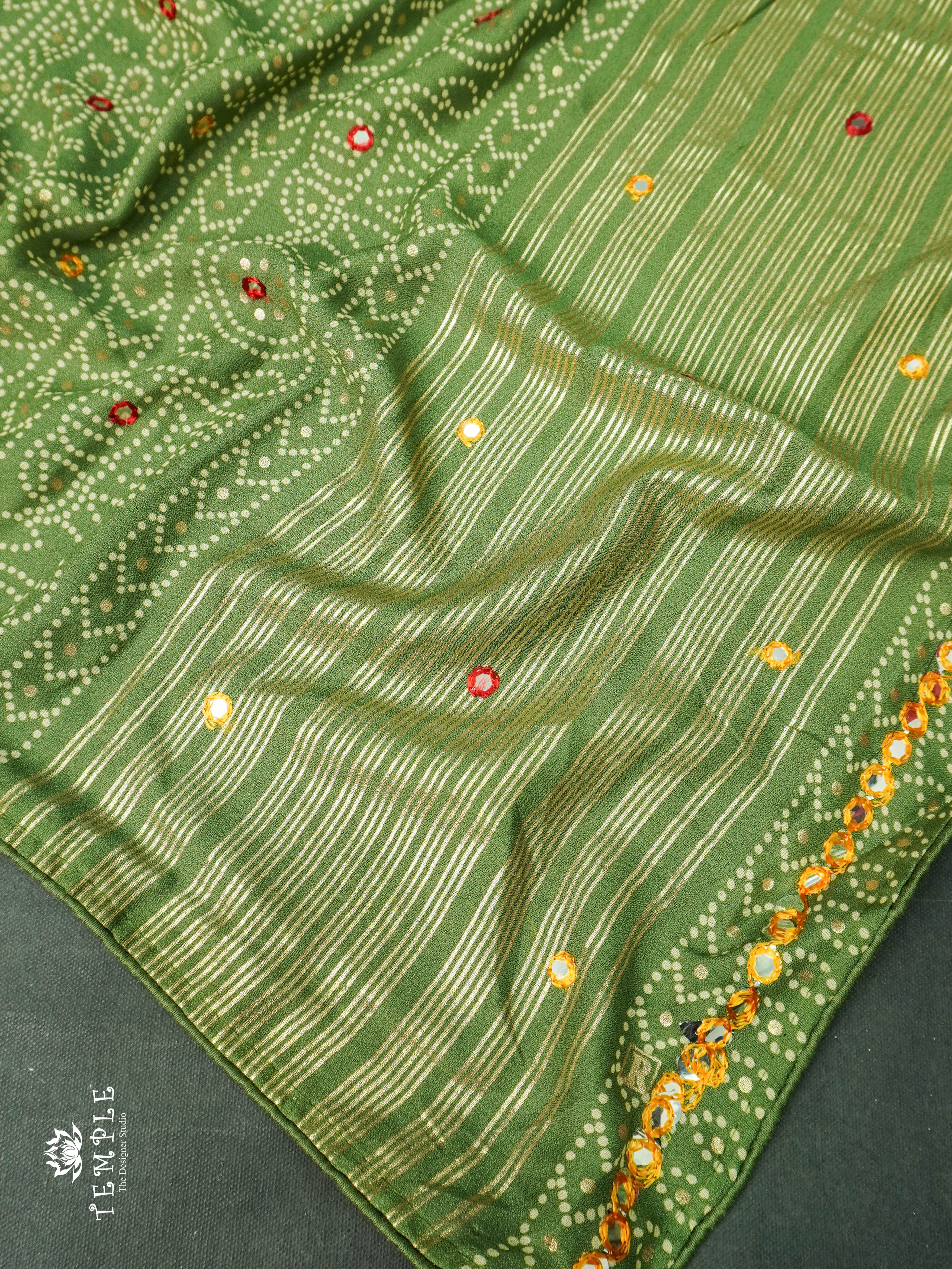 Georgette Sarees With Bandhini Design and Mirror Work  | TTDS1074