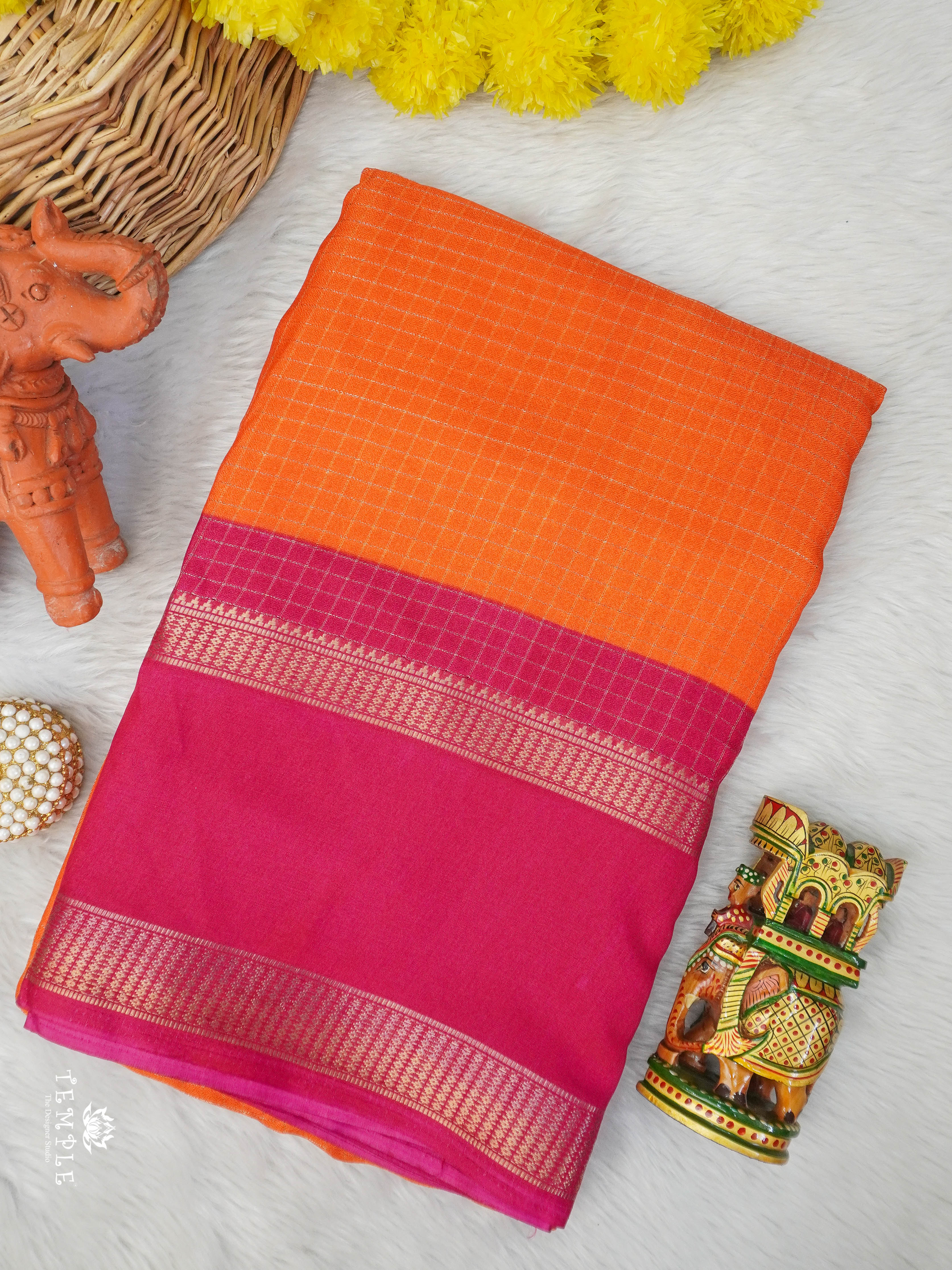 Checked Pattern Georgette Saree | TTDS2943