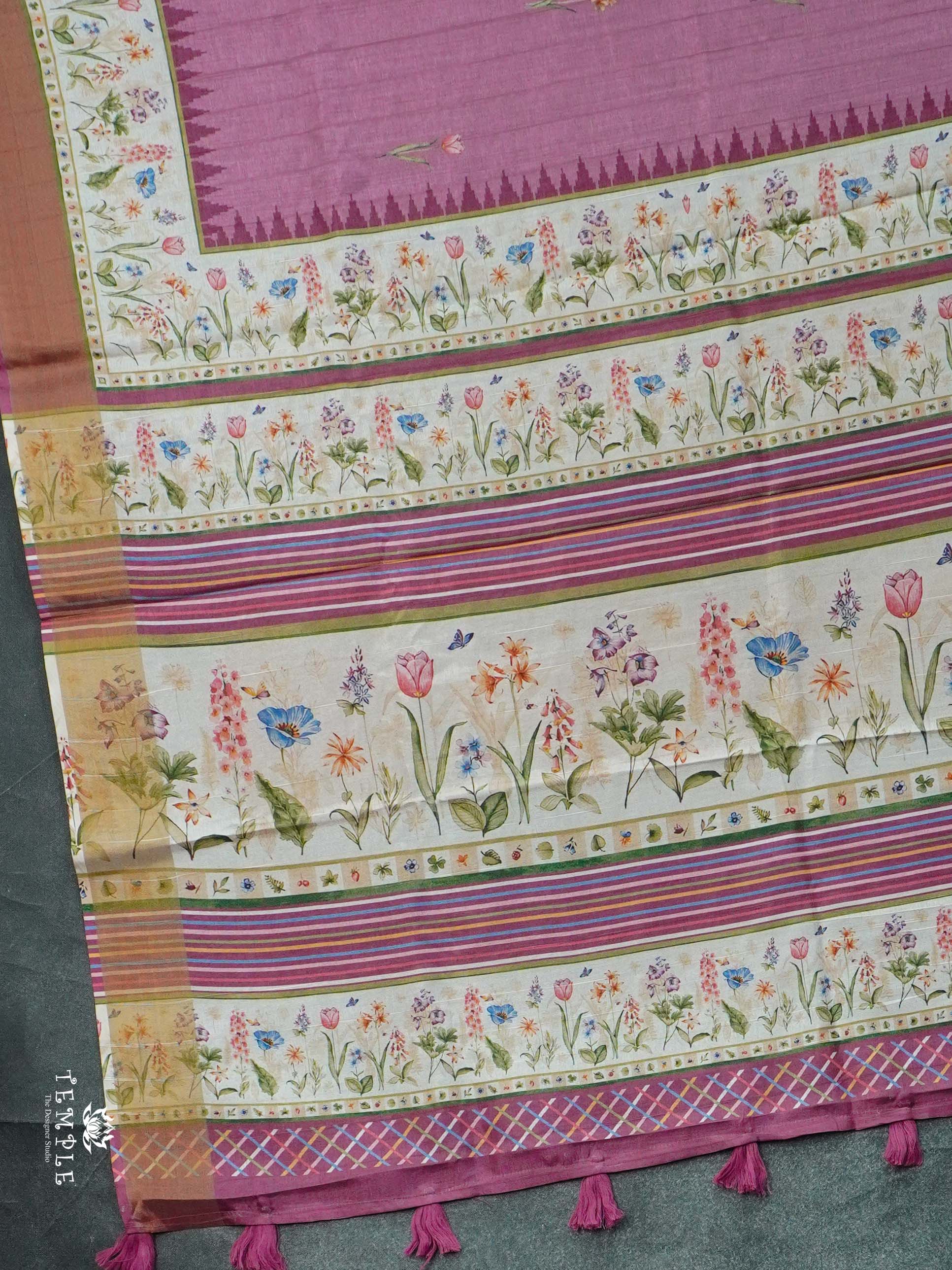 Printed Tussar Silk Saree | TTDS2443