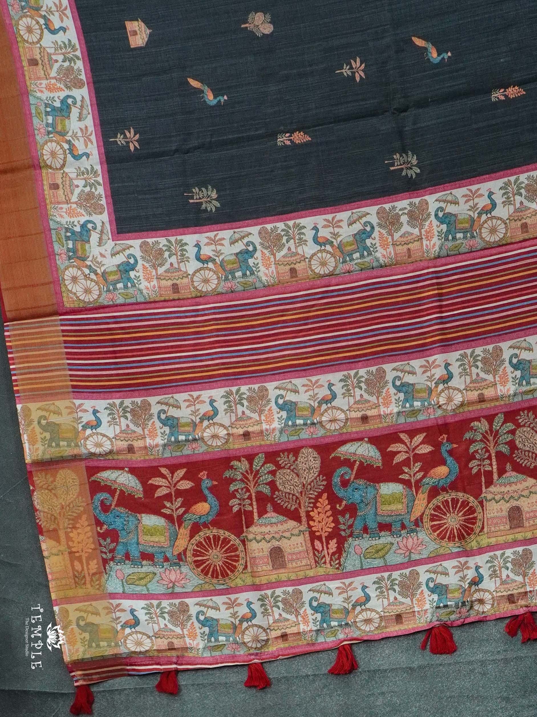 Printed Tussar Silk Saree | TTDS2445