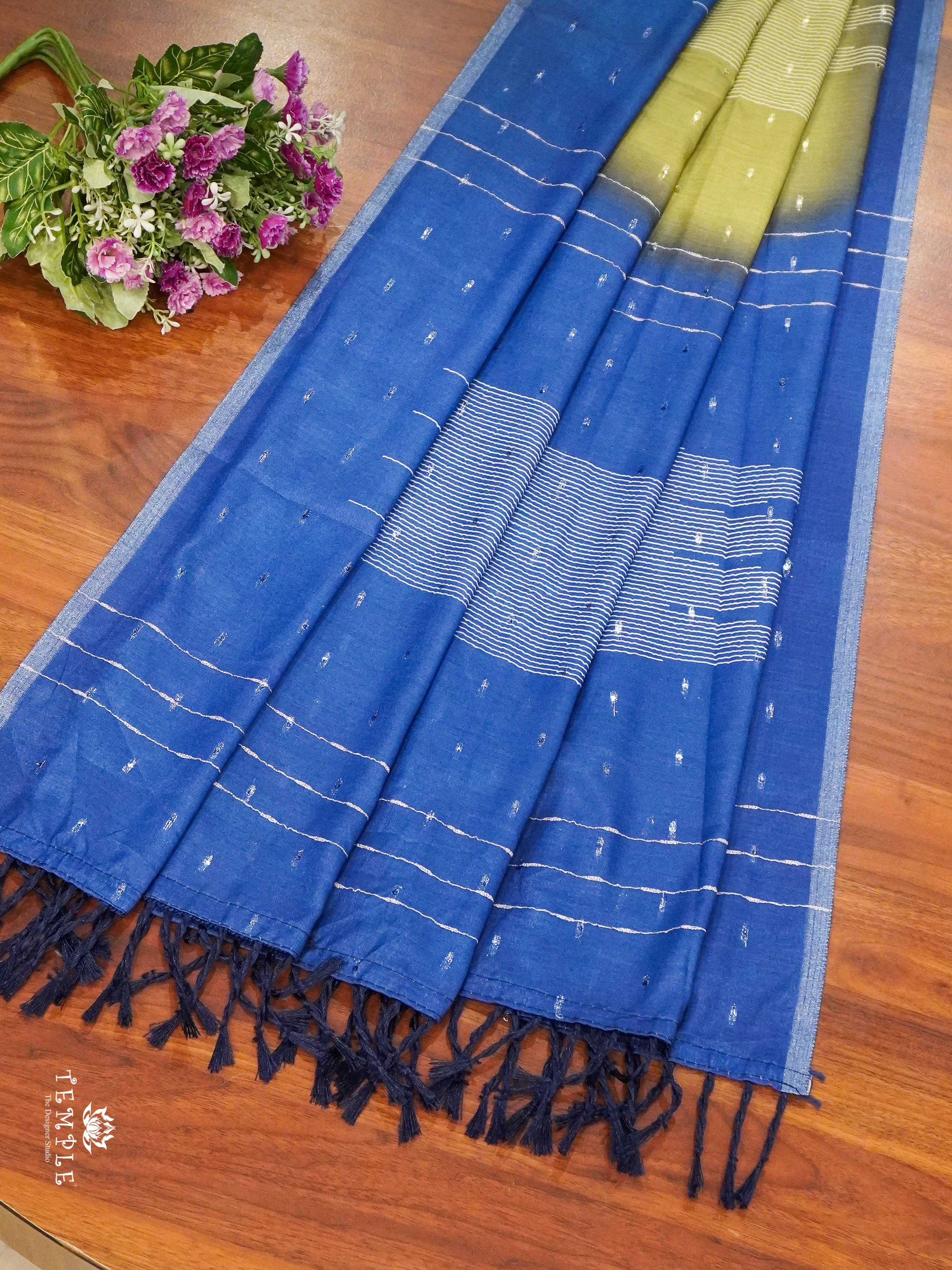 Linen Cotton Saree with Temple border | TTDS1470