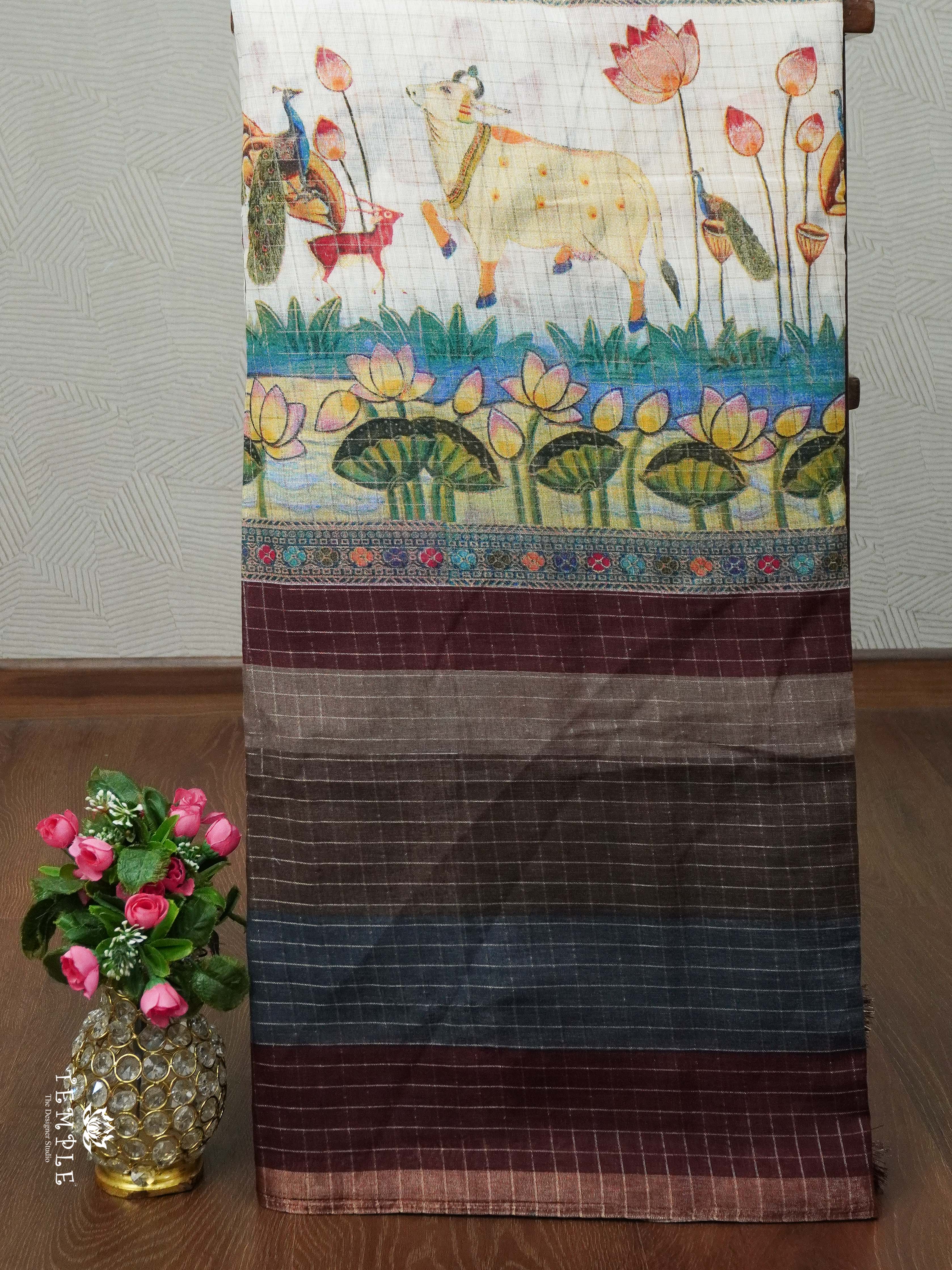 Linen Cotton with Pichwai Prints | TTDS1974