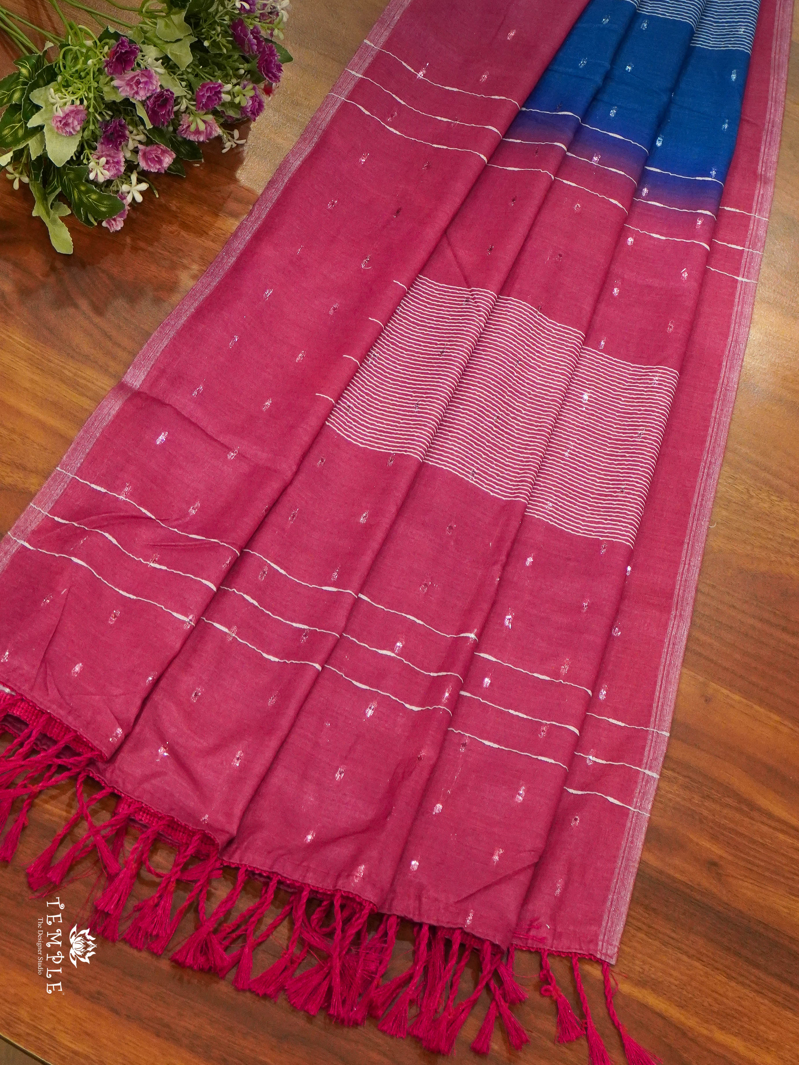 Linen Cotton Saree with Temple border | TTDS1470