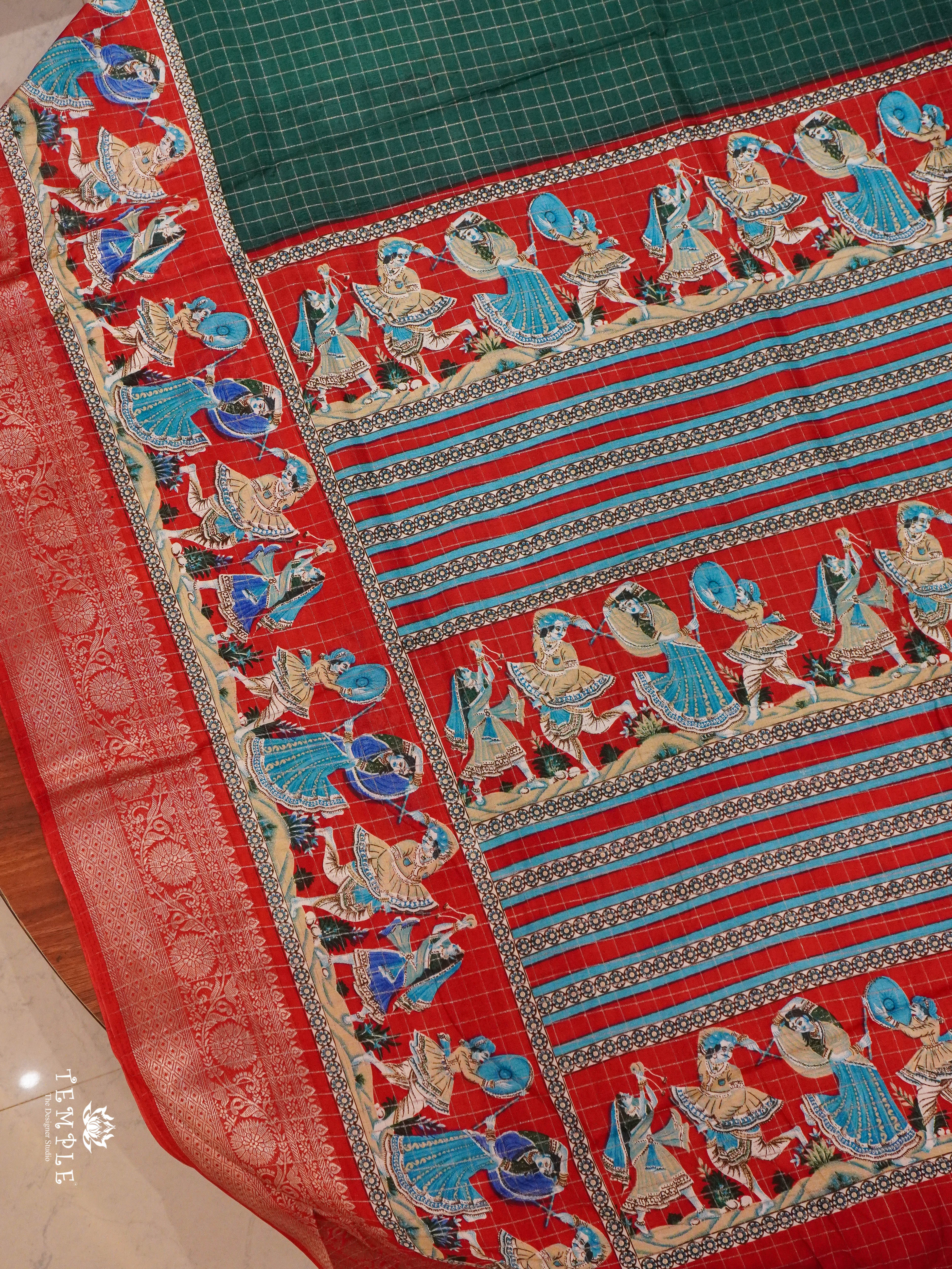 Checked pattern Mangalagiri Saree | TTDS1473