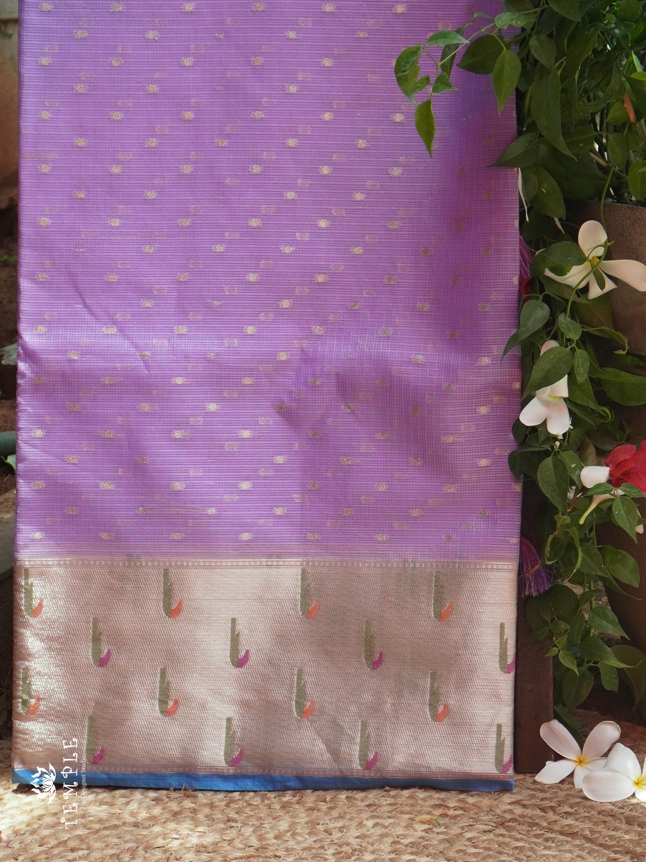 Zari Kota Saree With Paithani Border (Violet) | TTDS1776