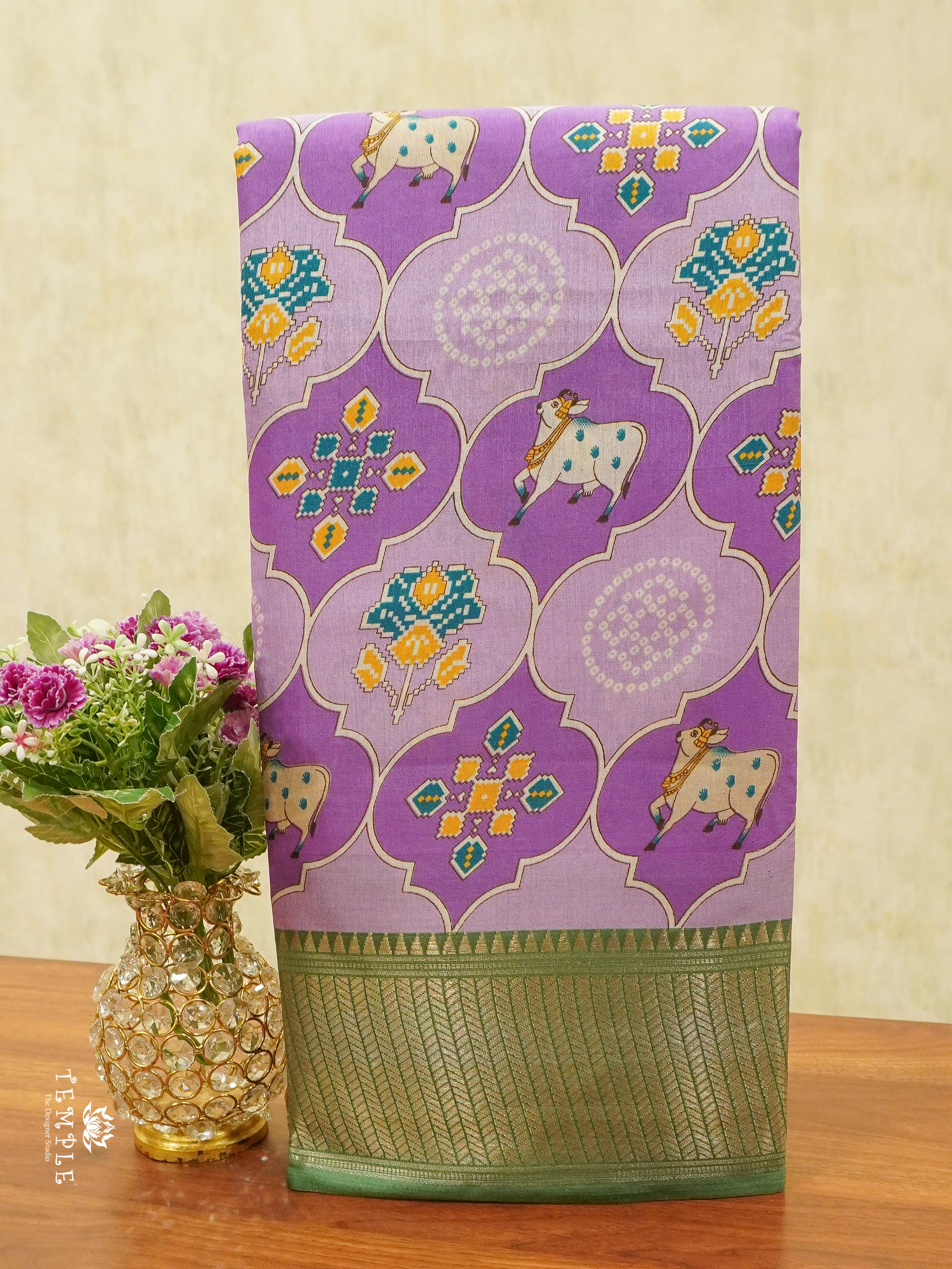 Pichwai Printed Saree(Lavender) | TTDS1487