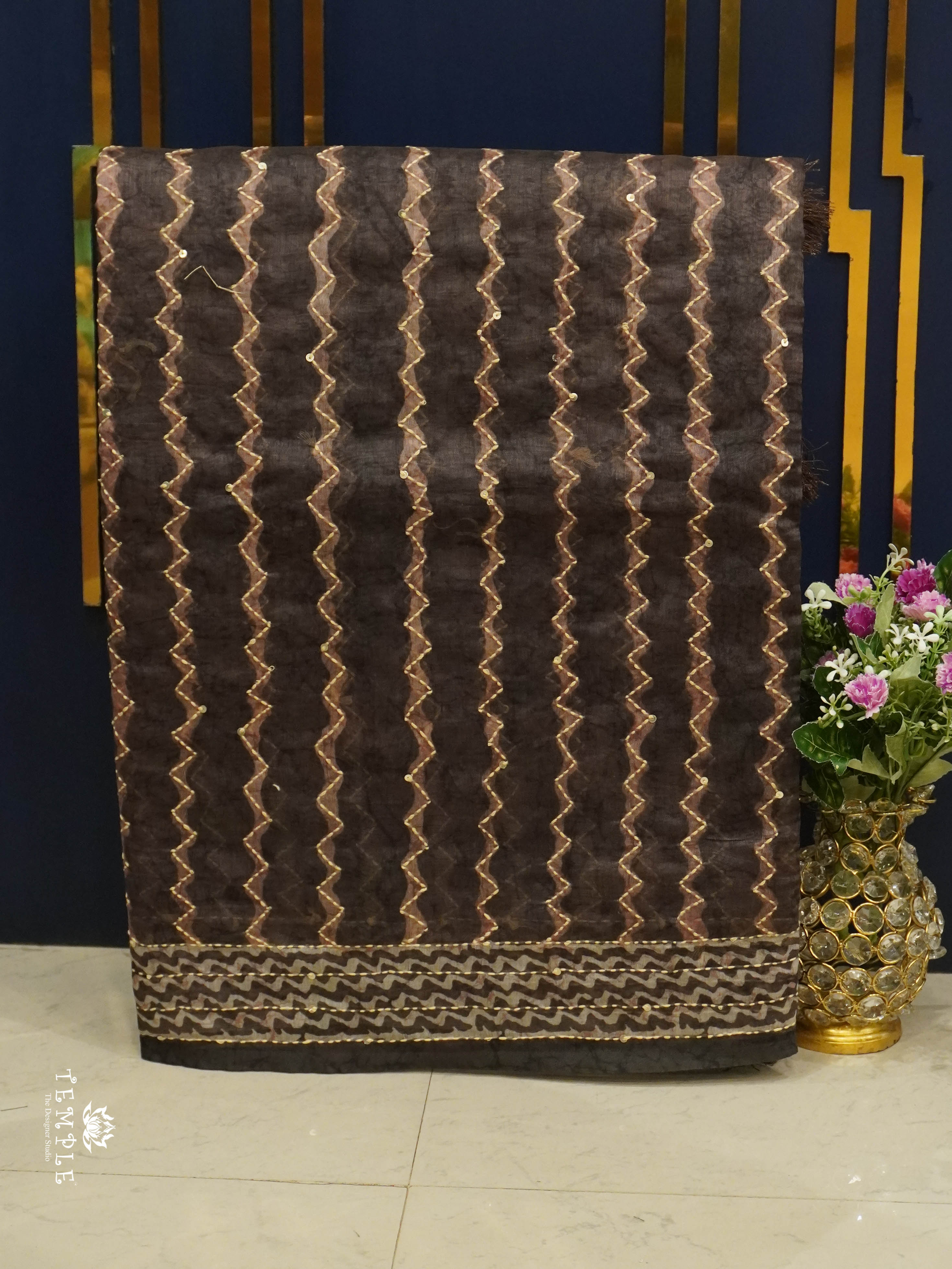 Chanderi Cotton Saree With Kantha Work | TTDS1492 | Merry Deals