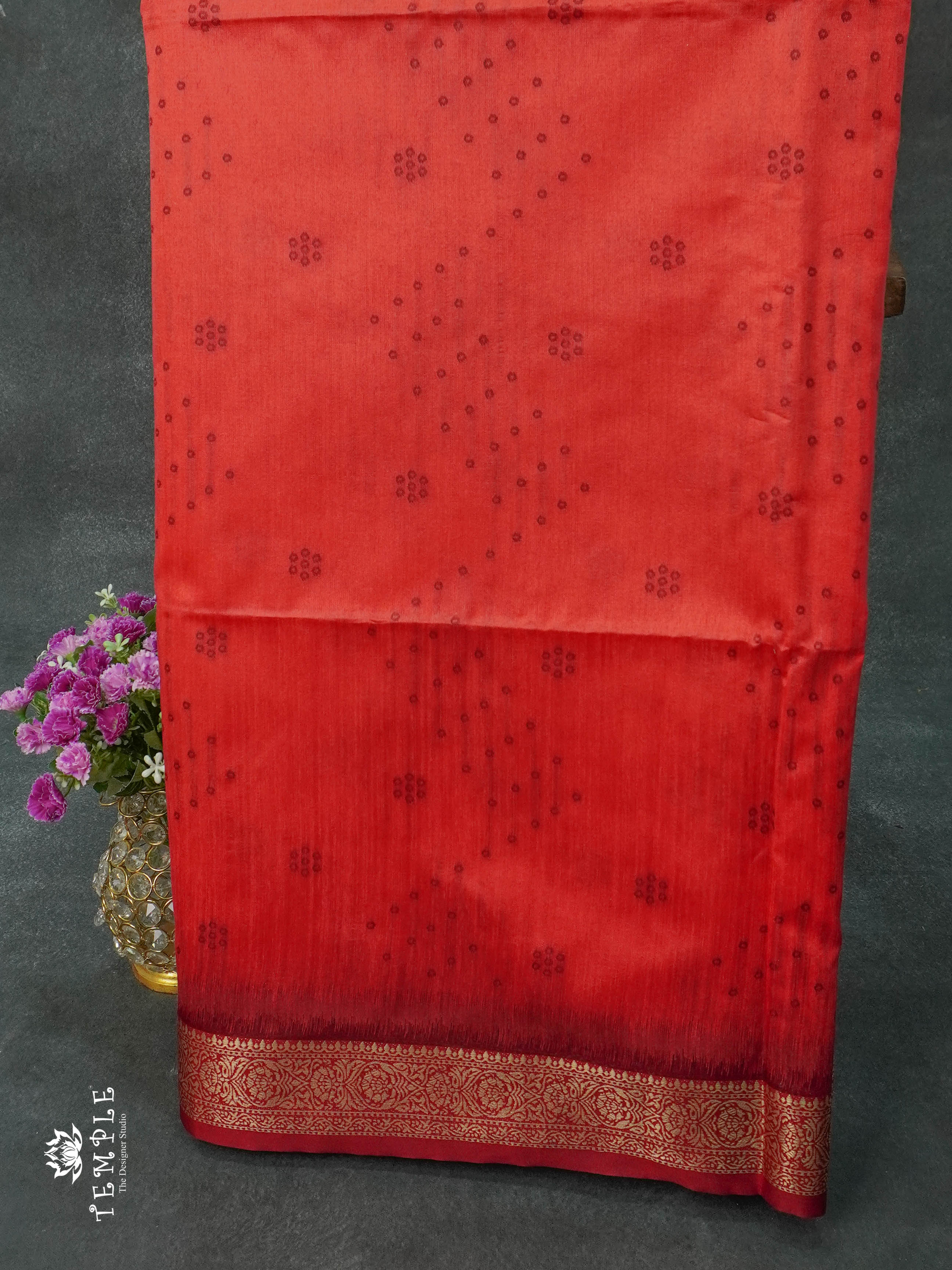 Raw Silk Saree (Red) | TTDS1099