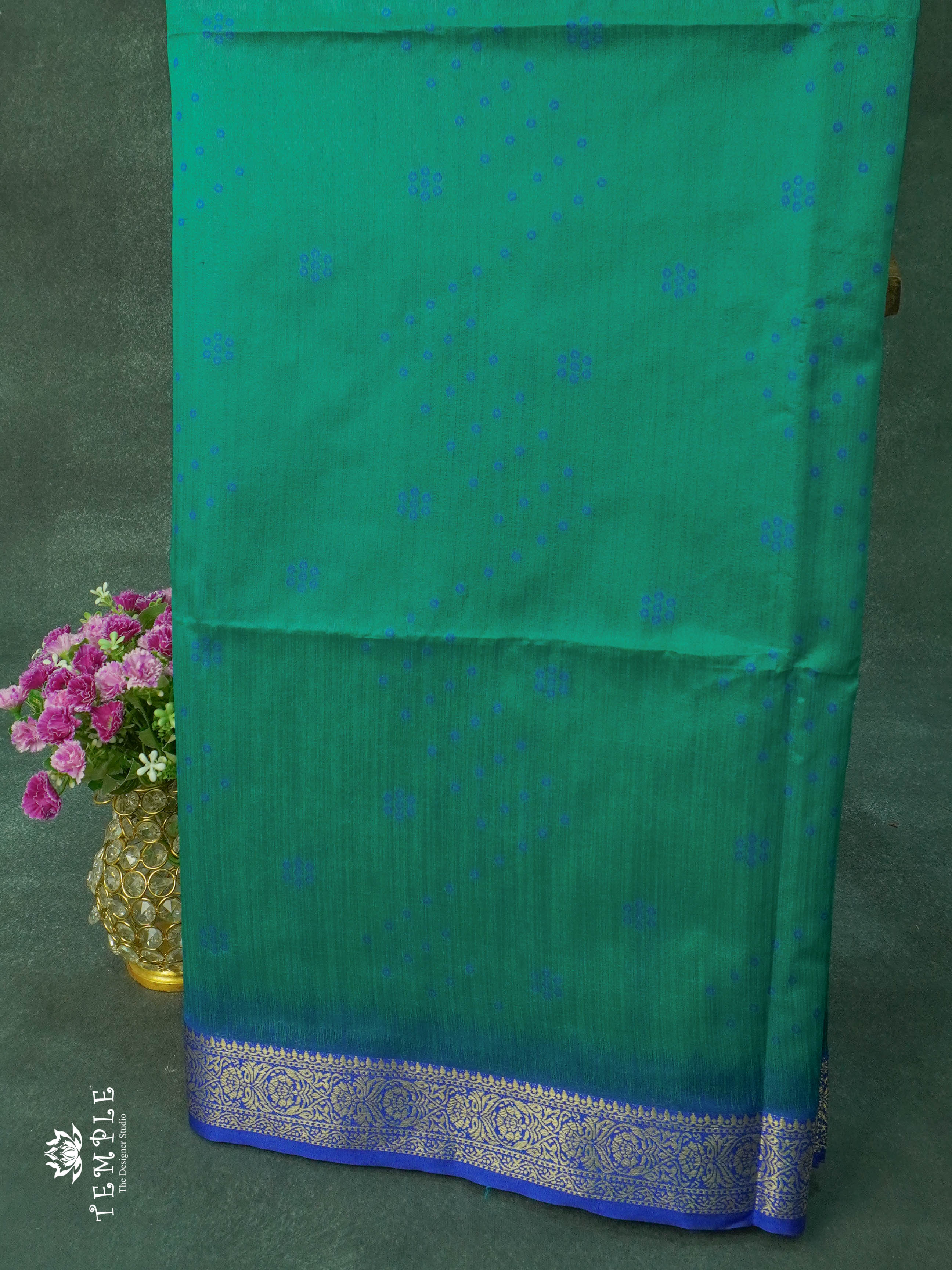 Raw Silk Saree (Rama Blue) | TTDS1099