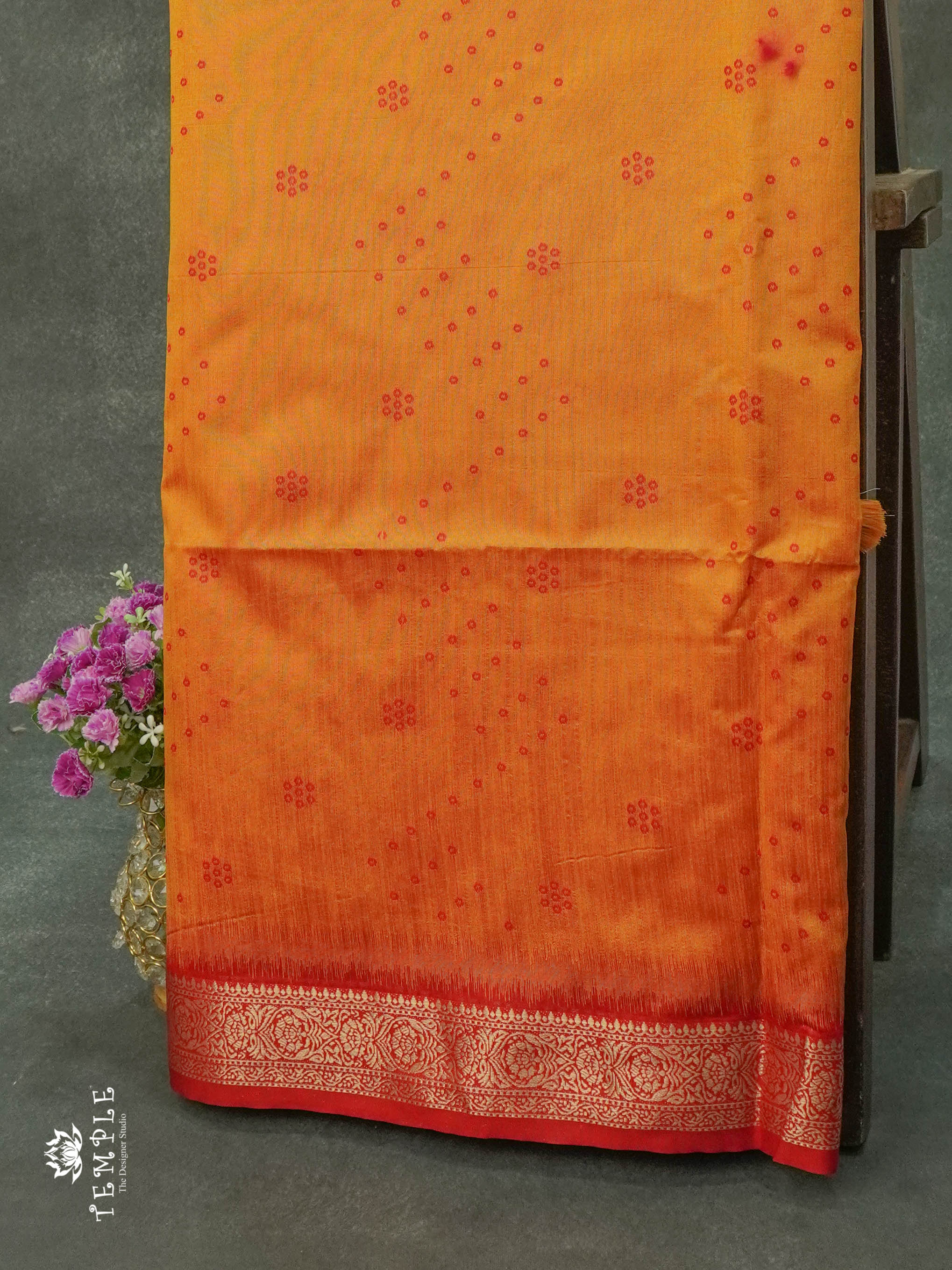 Raw Silk Saree (Orange) | TTDS1099