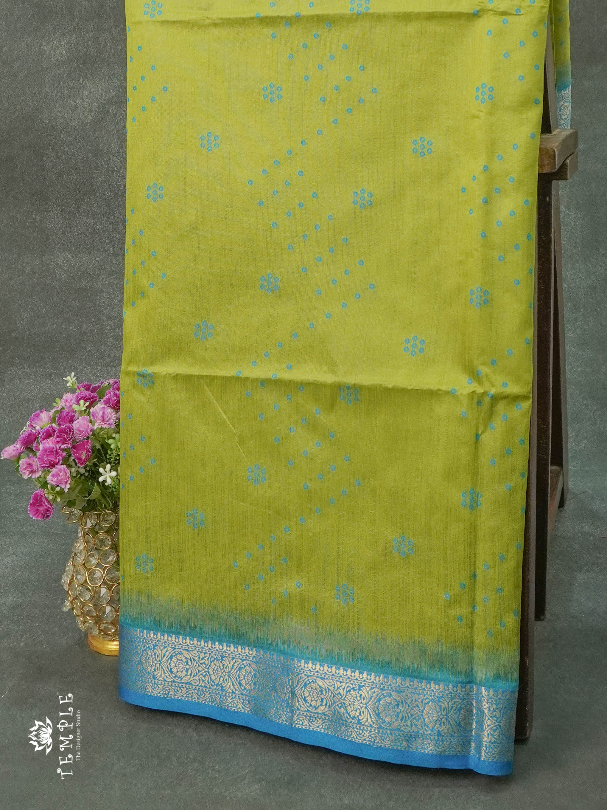 Raw Silk Saree (Green) | TTDS1099