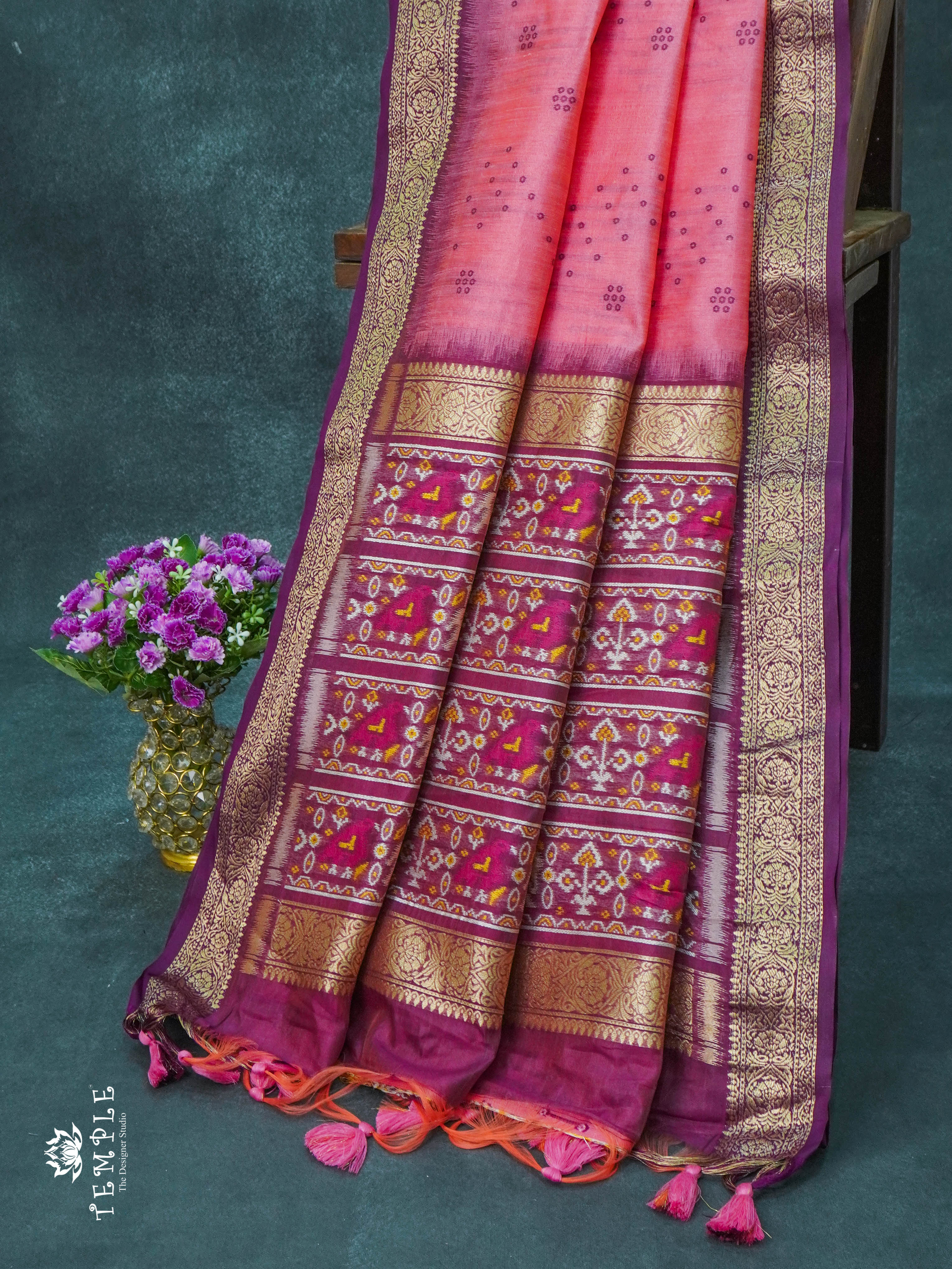 Raw Silk Saree (Pink) | TTDS1099