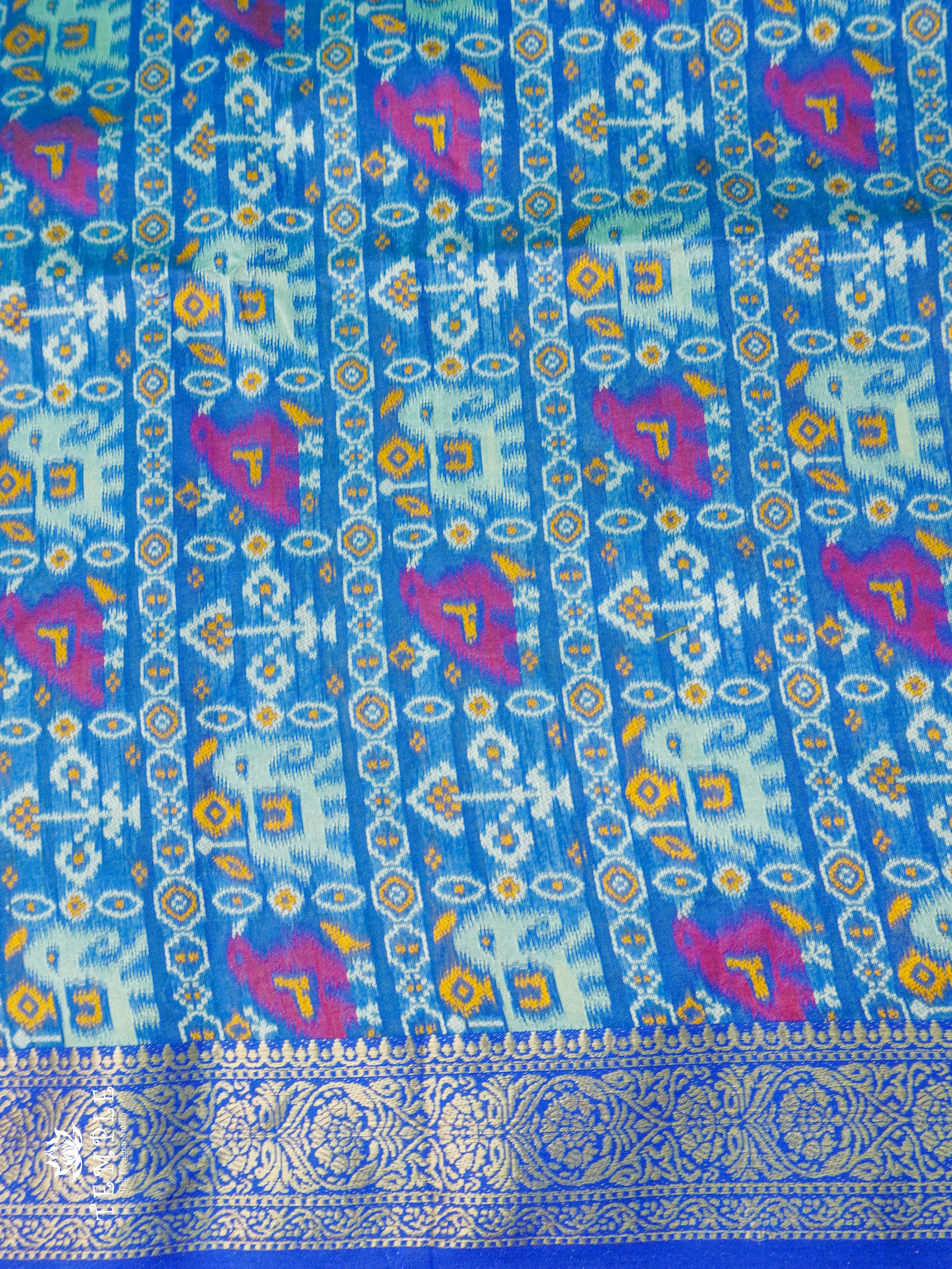 Raw Silk Saree (Rama Blue) | TTDS1099