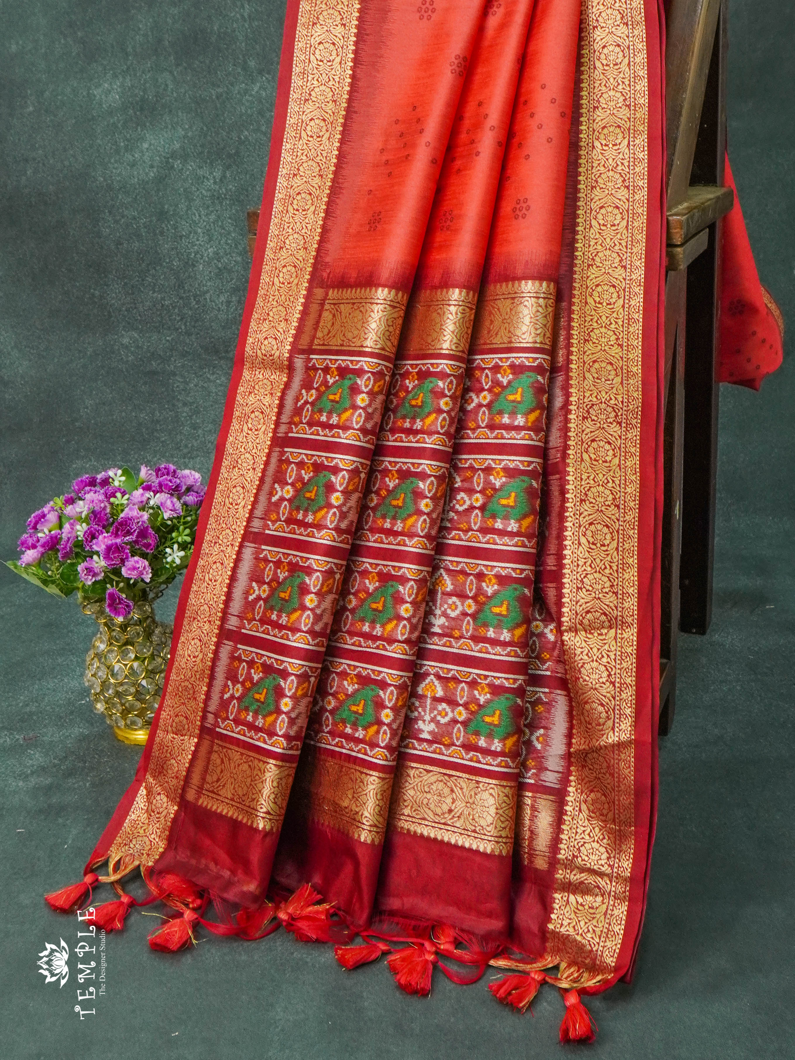 Raw Silk Saree (Red) | TTDS1099