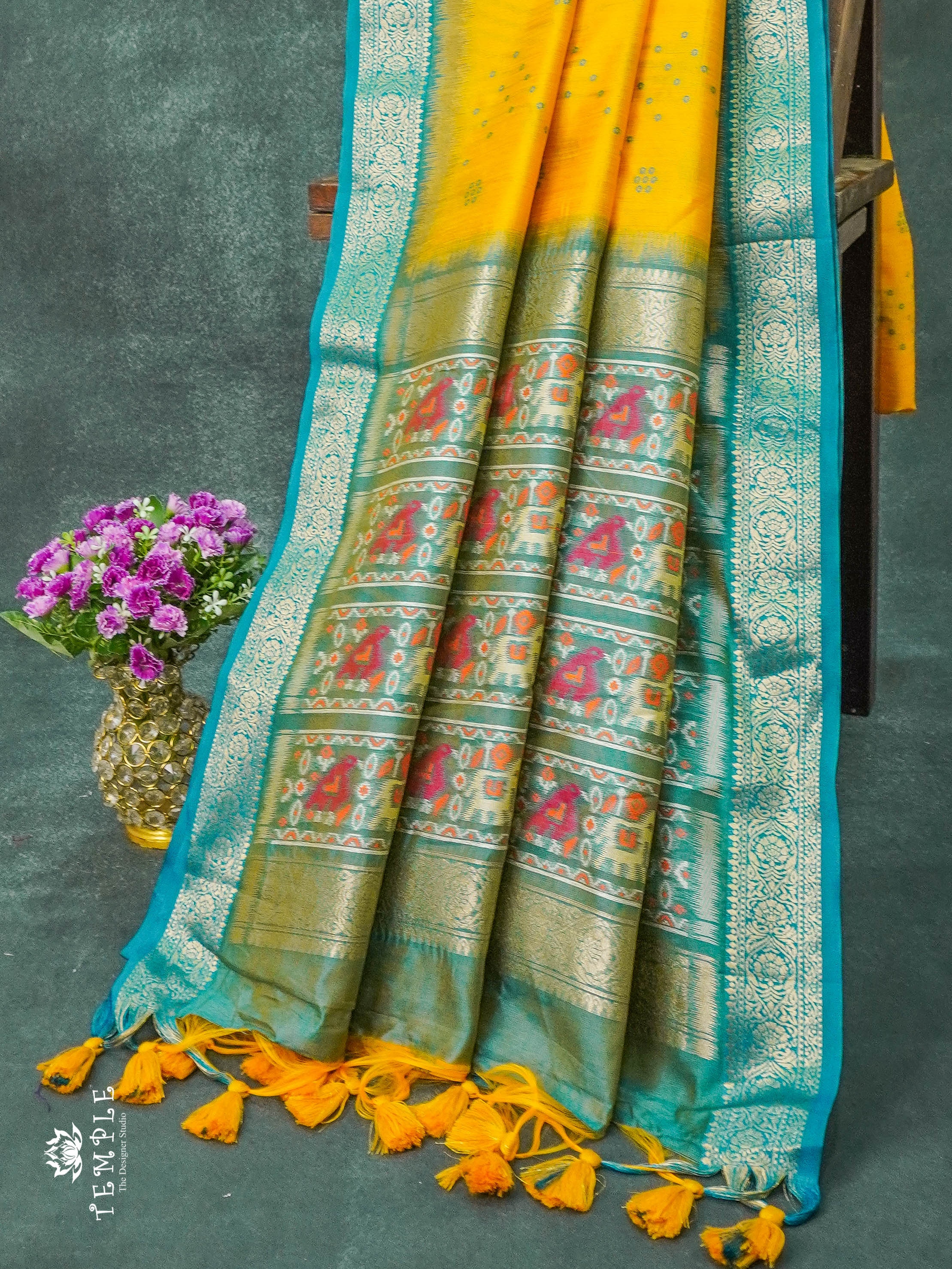 Raw Silk Saree ( Yellow ) | TTDS1099