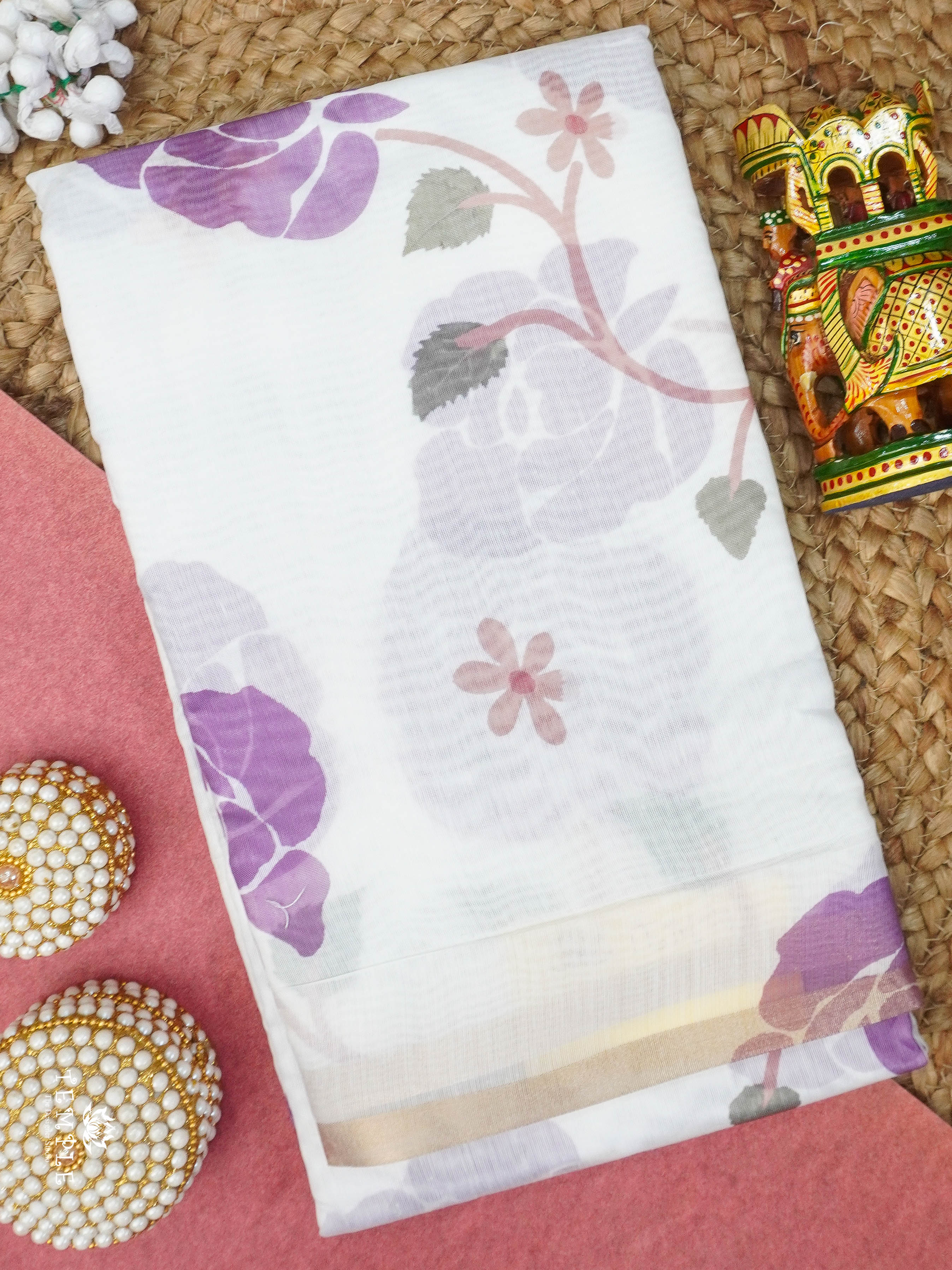 Chanderi Cotton Saree ( Lavendar) | TTDS2946