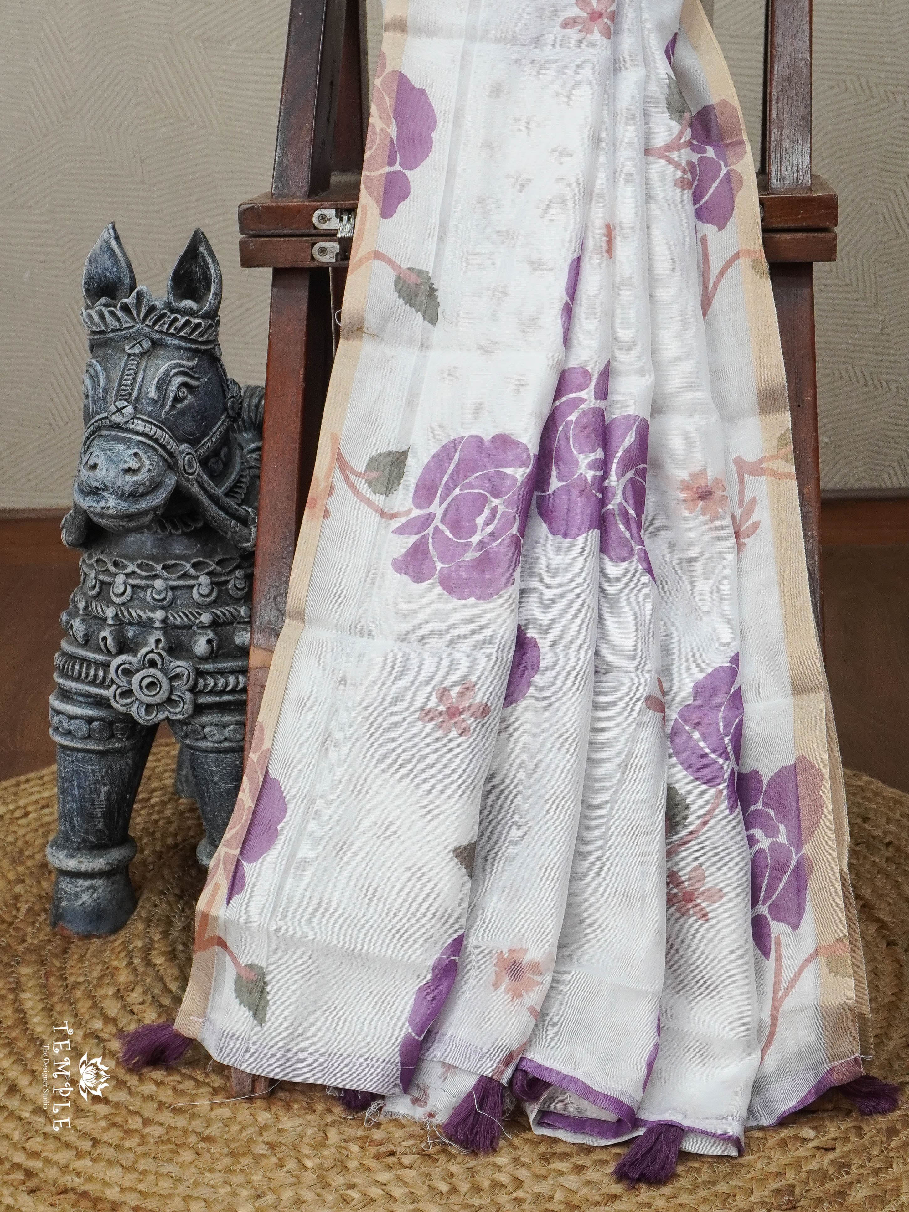 Chanderi Cotton Saree ( Lavendar) | TTDS2946