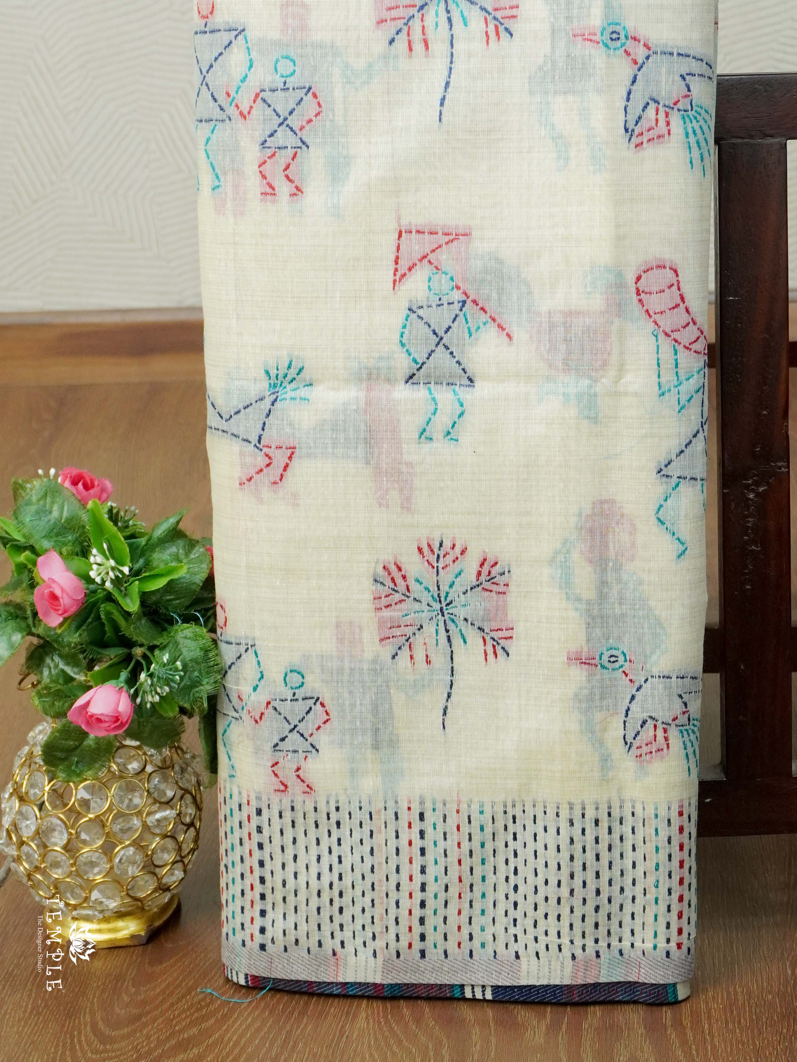 Chanderi Cotton Saree With Thread Woven | TTDS2463