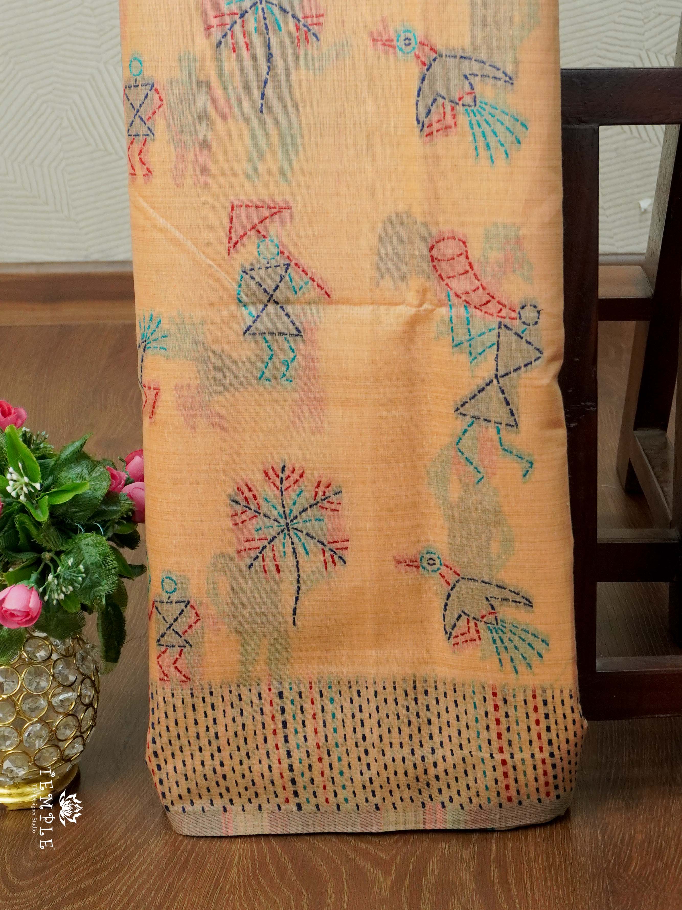 Chanderi Cotton Saree With Thread Woven | TTDS2463