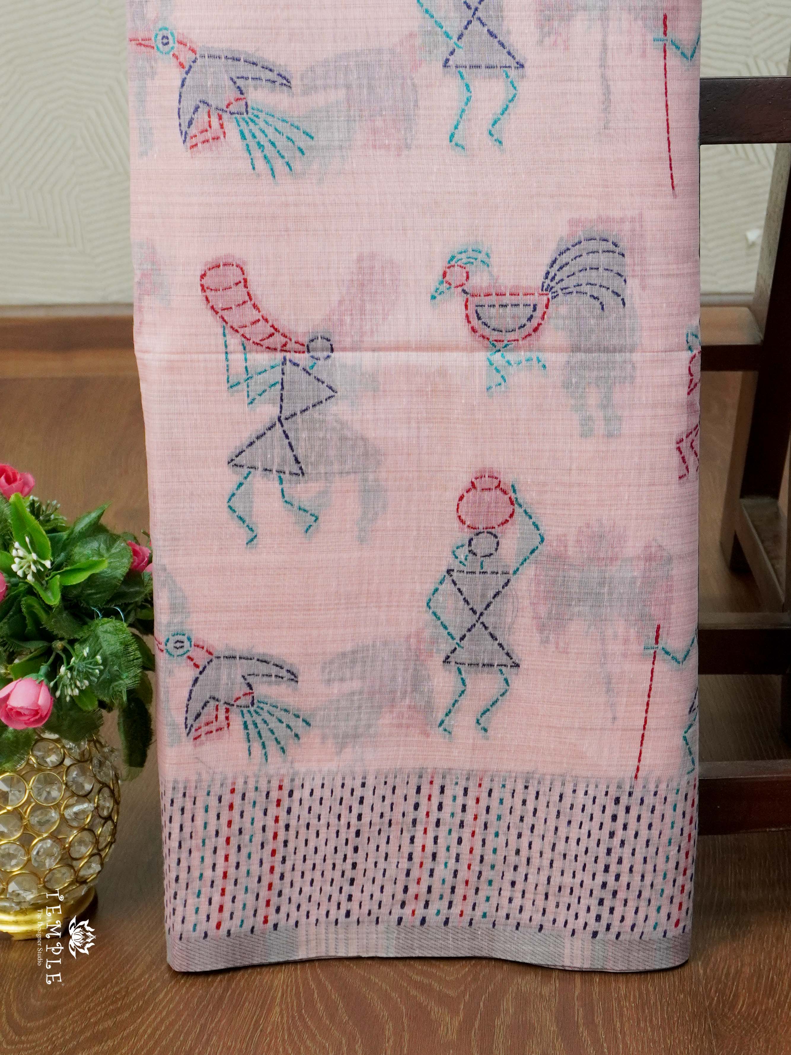 Chanderi Cotton Saree With Thread Woven | TTDS2463