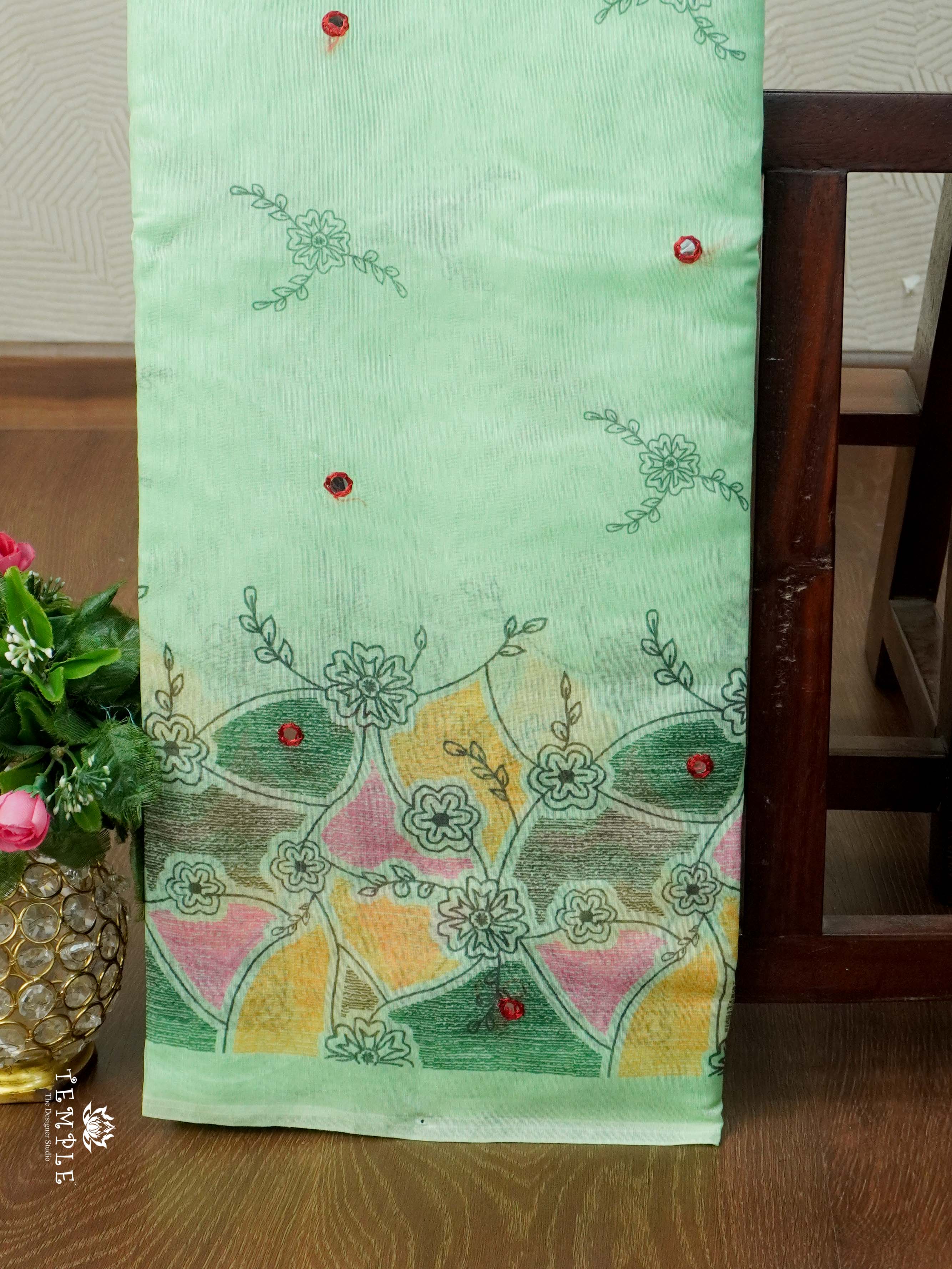 Chanderi Cotton Saree With Mirror Work | TTDS2464