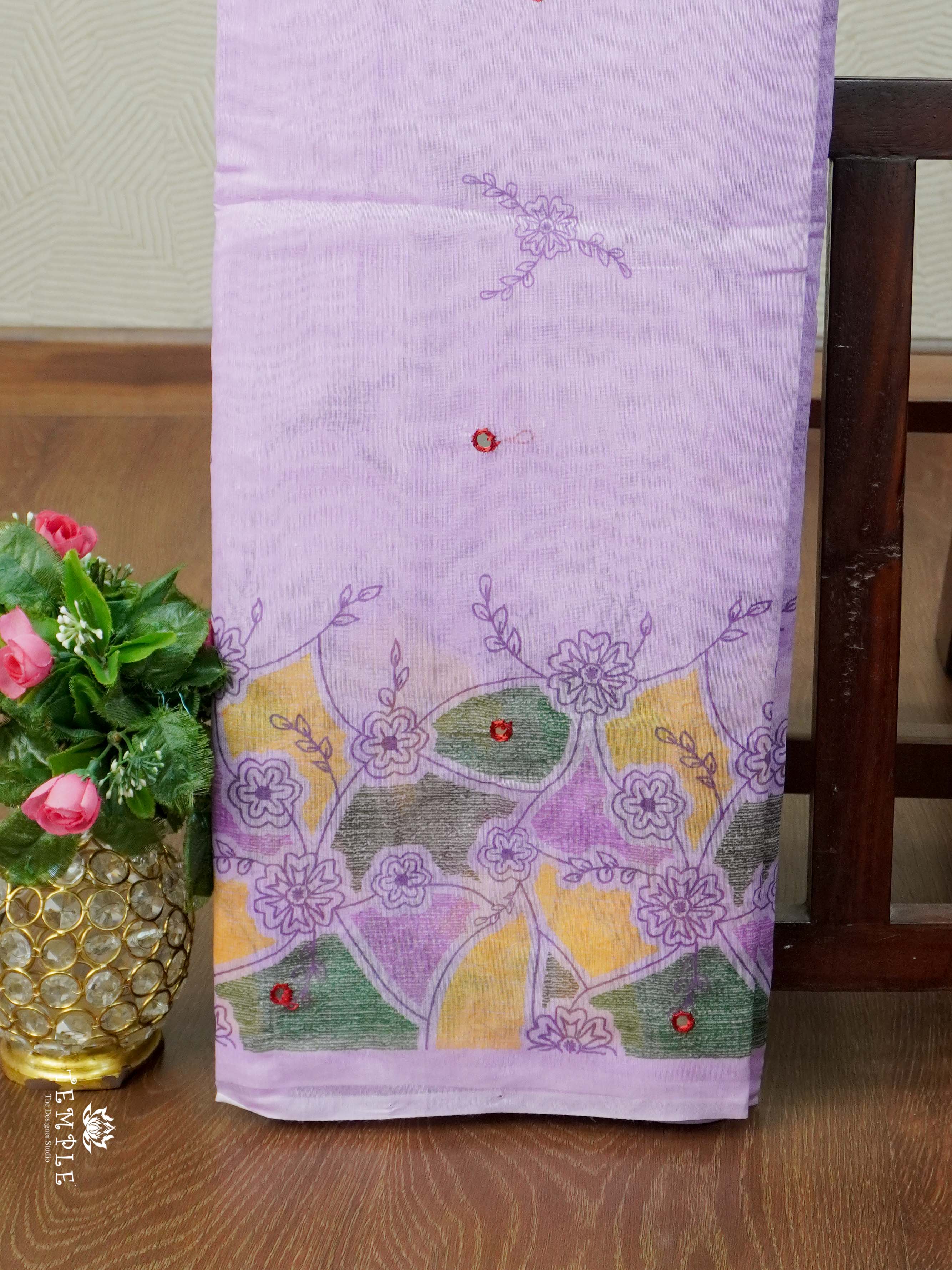Chanderi Cotton Saree With Mirror Work | TTDS2464